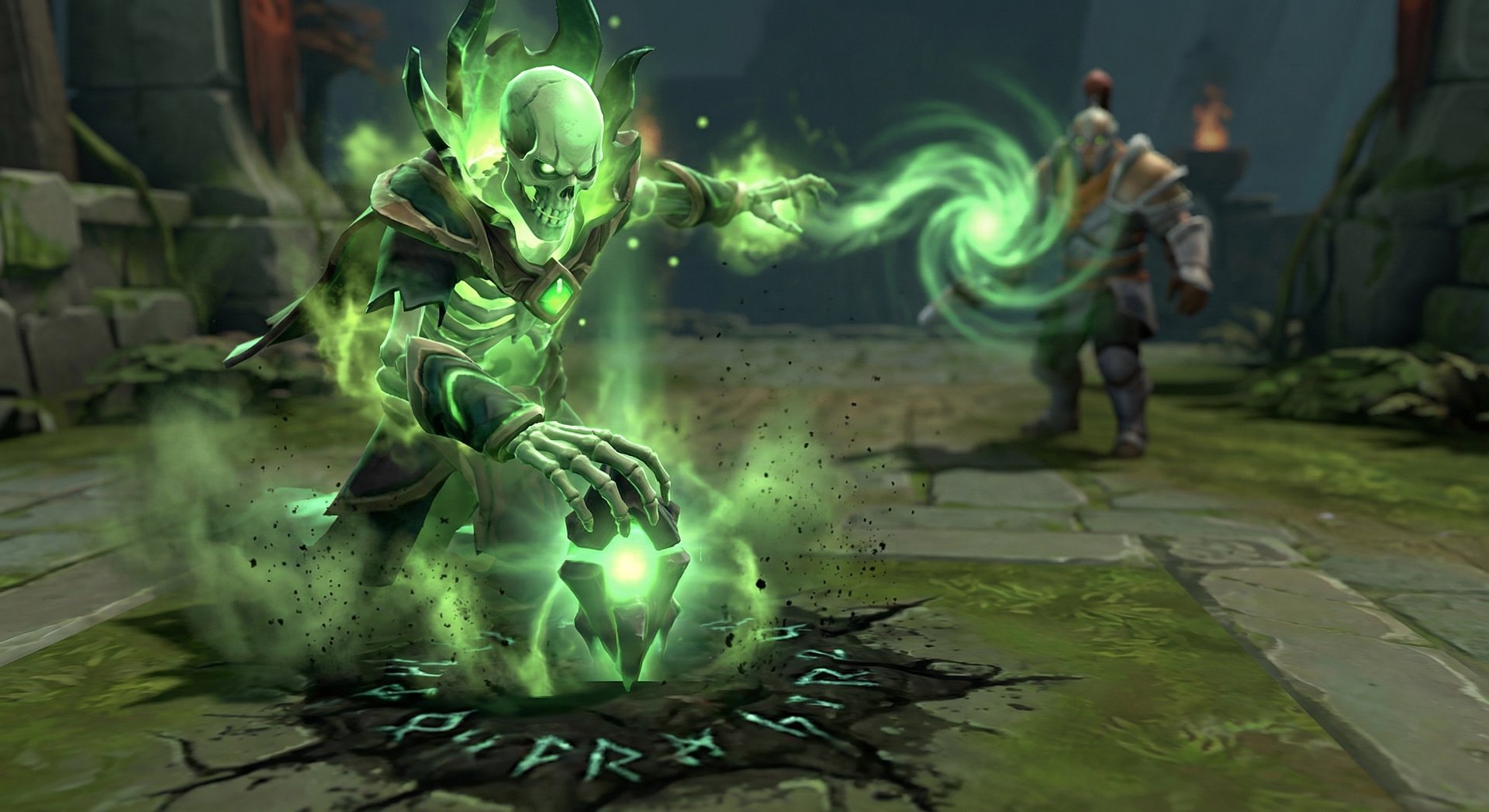 Pugna performing advanced technique placing Nether Ward while casting Decrepify