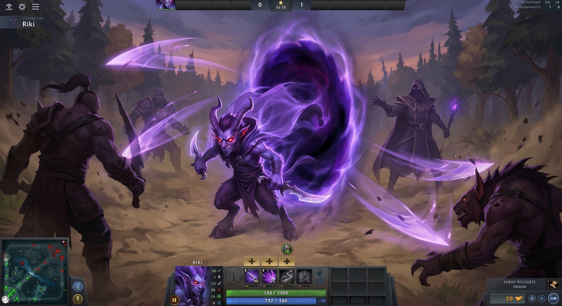 Riki using Tricks of the Trade ultimate in Dota 2