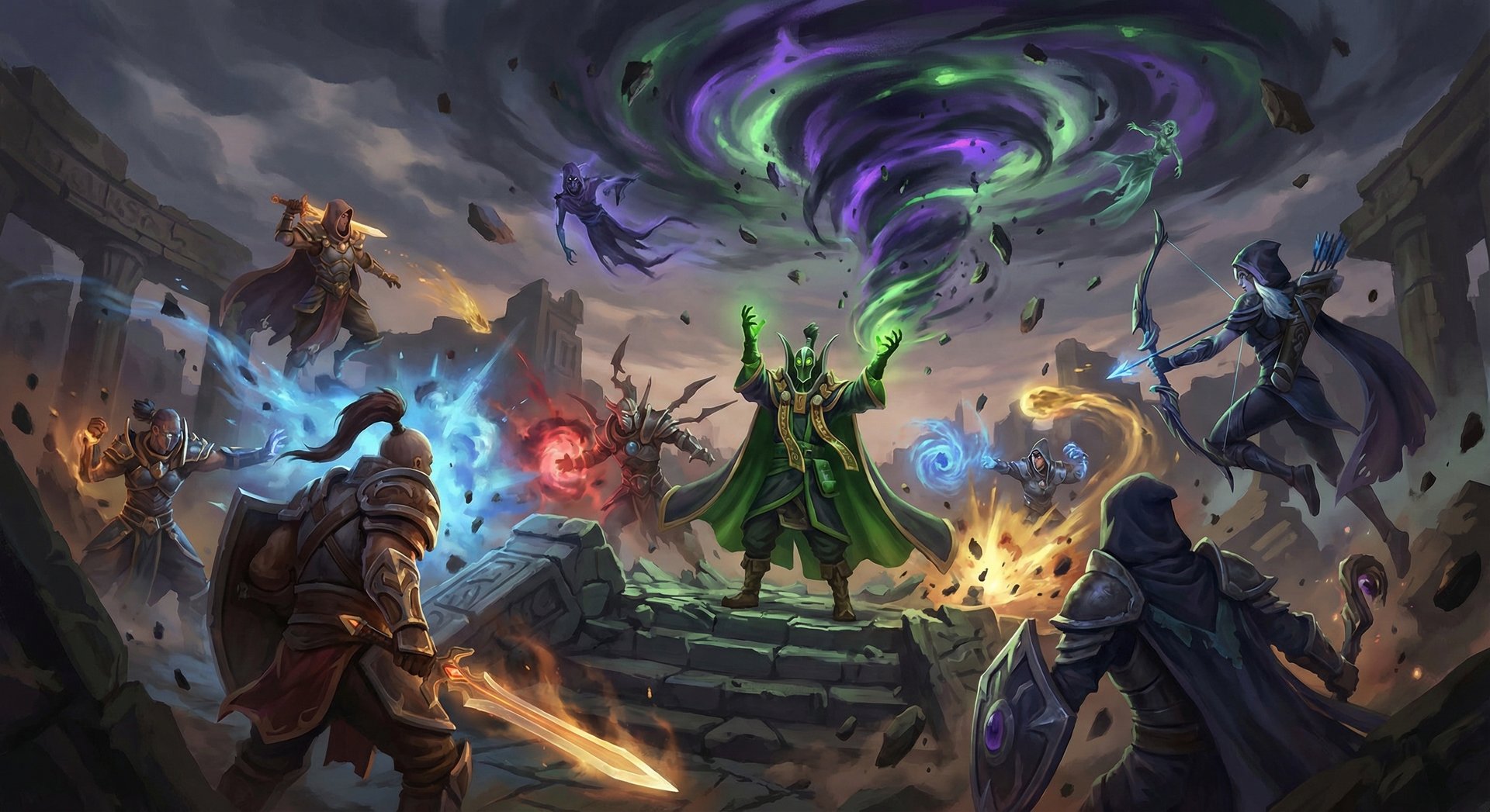 Rubick the Grand Magus in a chaotic team fight casting a stolen ultimate ability