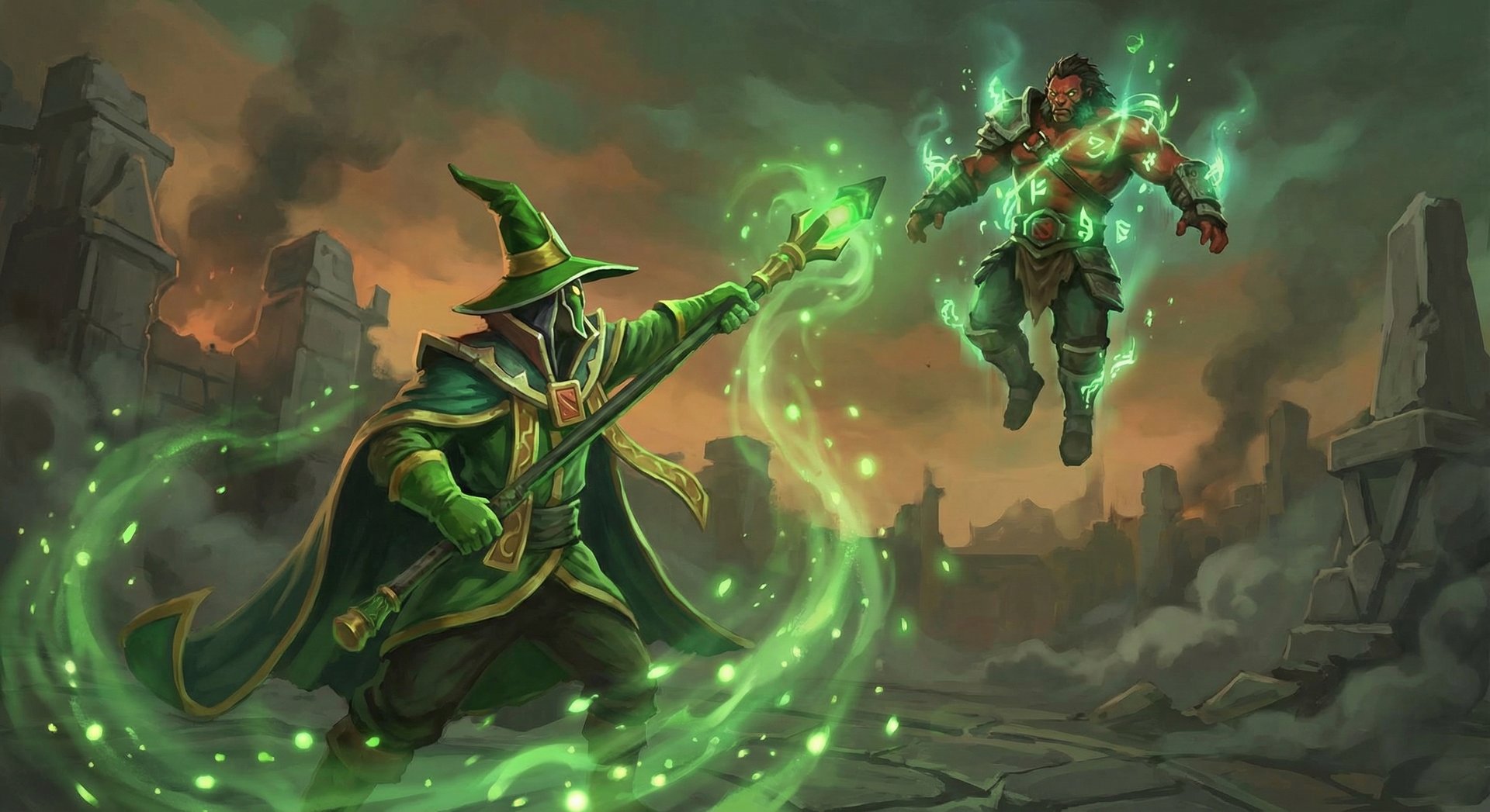 Rubick the Grand Magus using Telekinesis to lift an enemy hero into the air