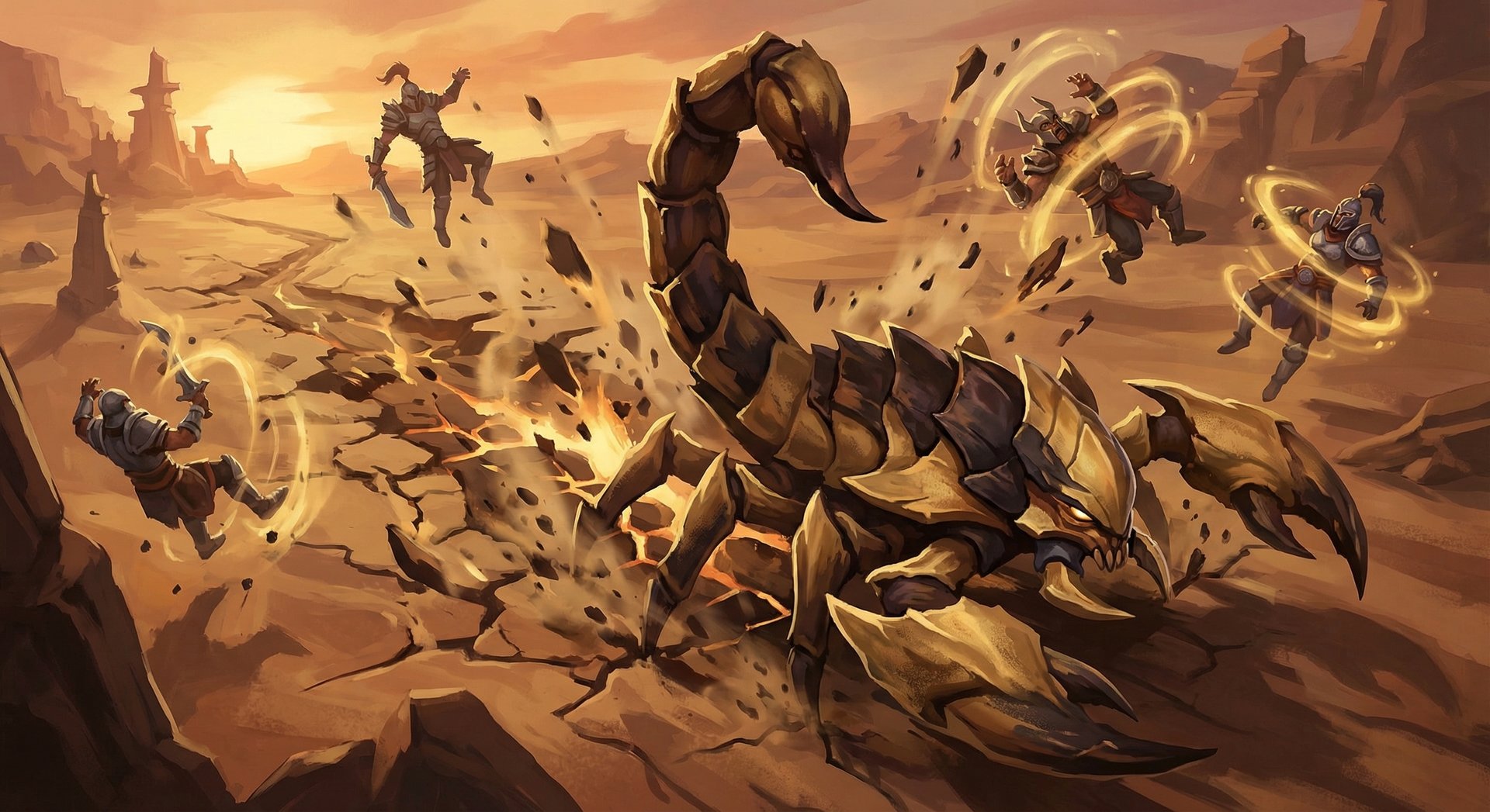 Sand King using Burrowstrike ability to stun enemies in Dota 2