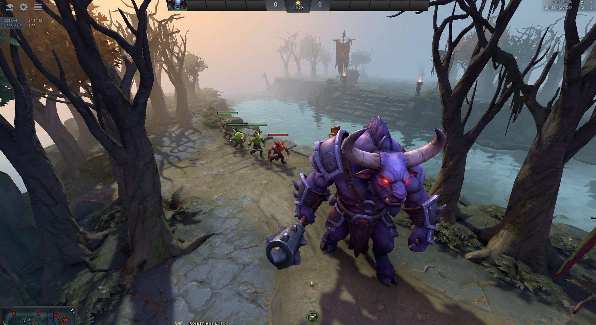 Spirit Breaker patrolling the offlane ready to charge