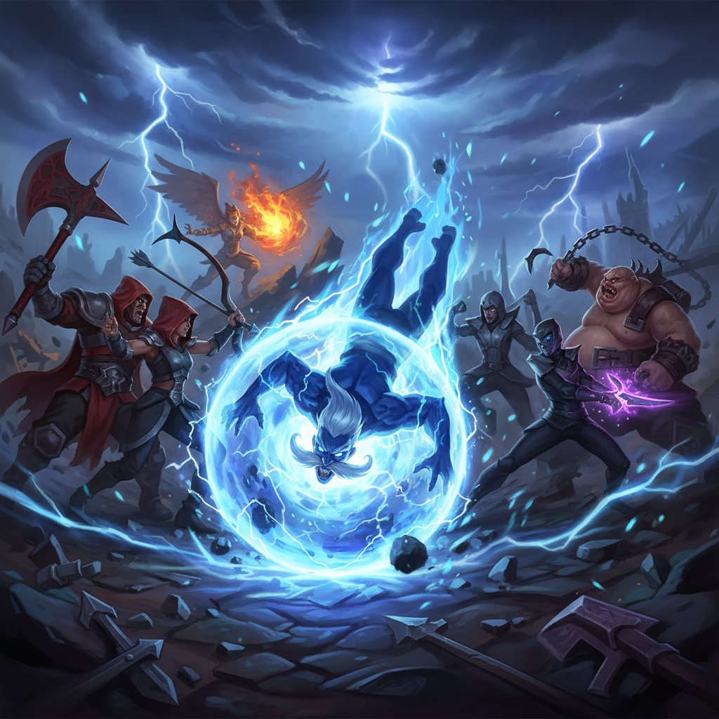 Storm Spirit in team fight diving enemies with Ball Lightning