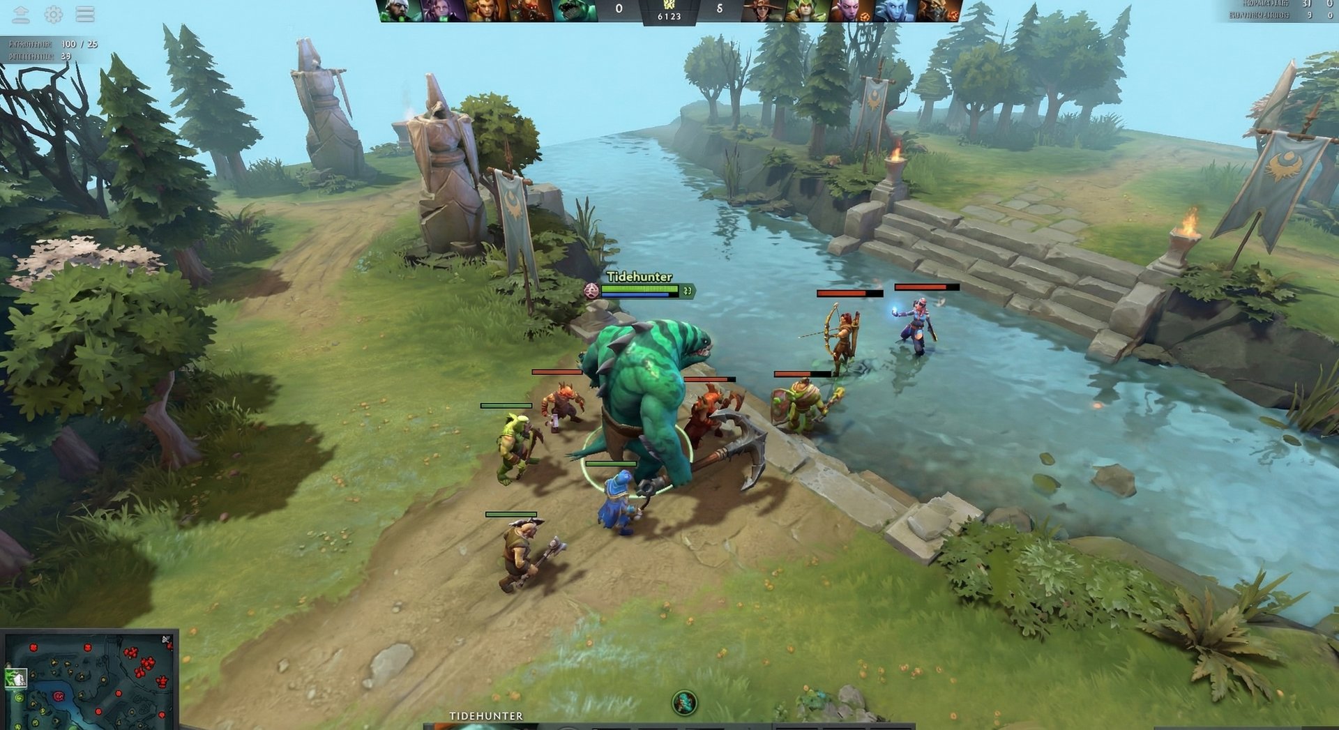 Tidehunter in offlane laning phase in Dota 2