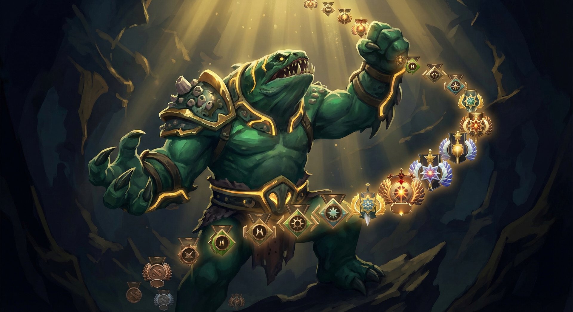 Tidehunter rank climbing guide visual with gold rank medals