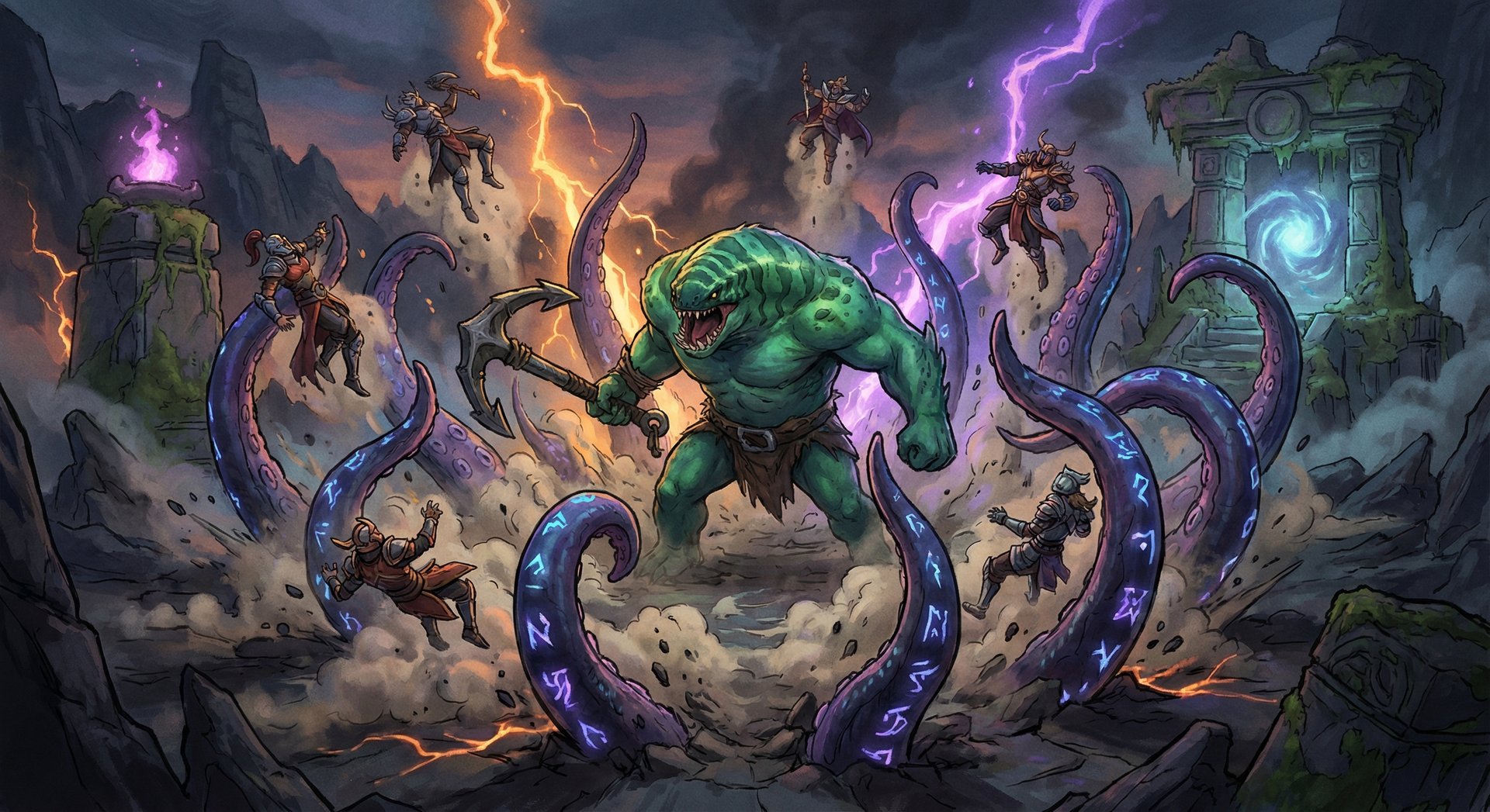 Tidehunter casting Ravage ultimate ability in Dota 2