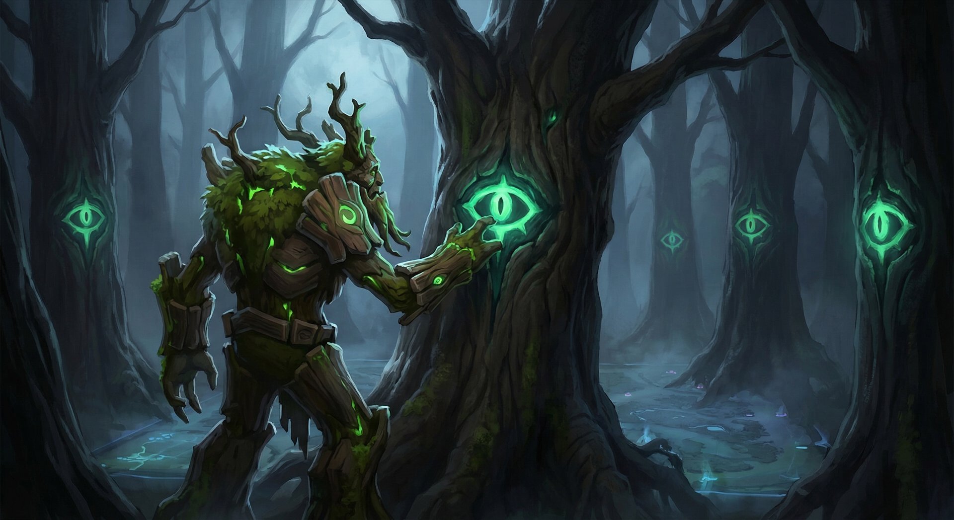 Treant Protector planting enchanted eyes into forest trees for map vision