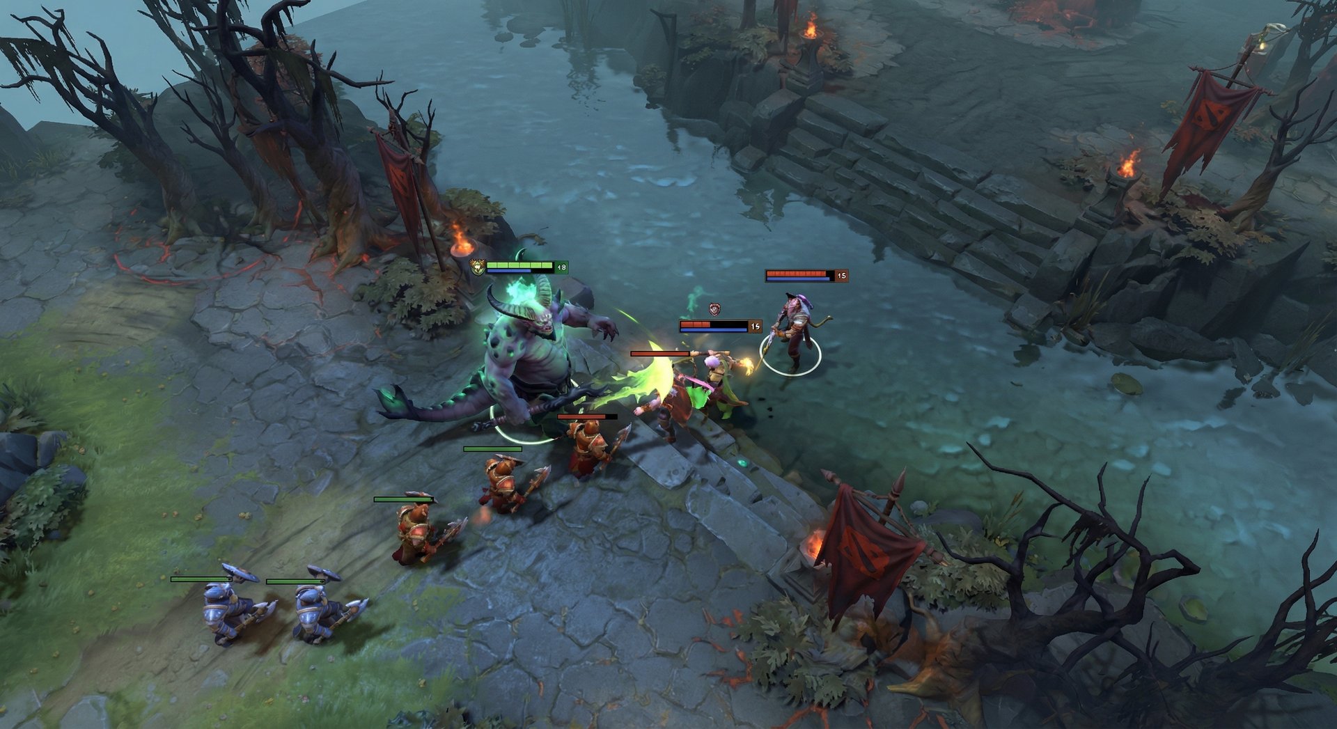 Underlord in the offlane during laning phase