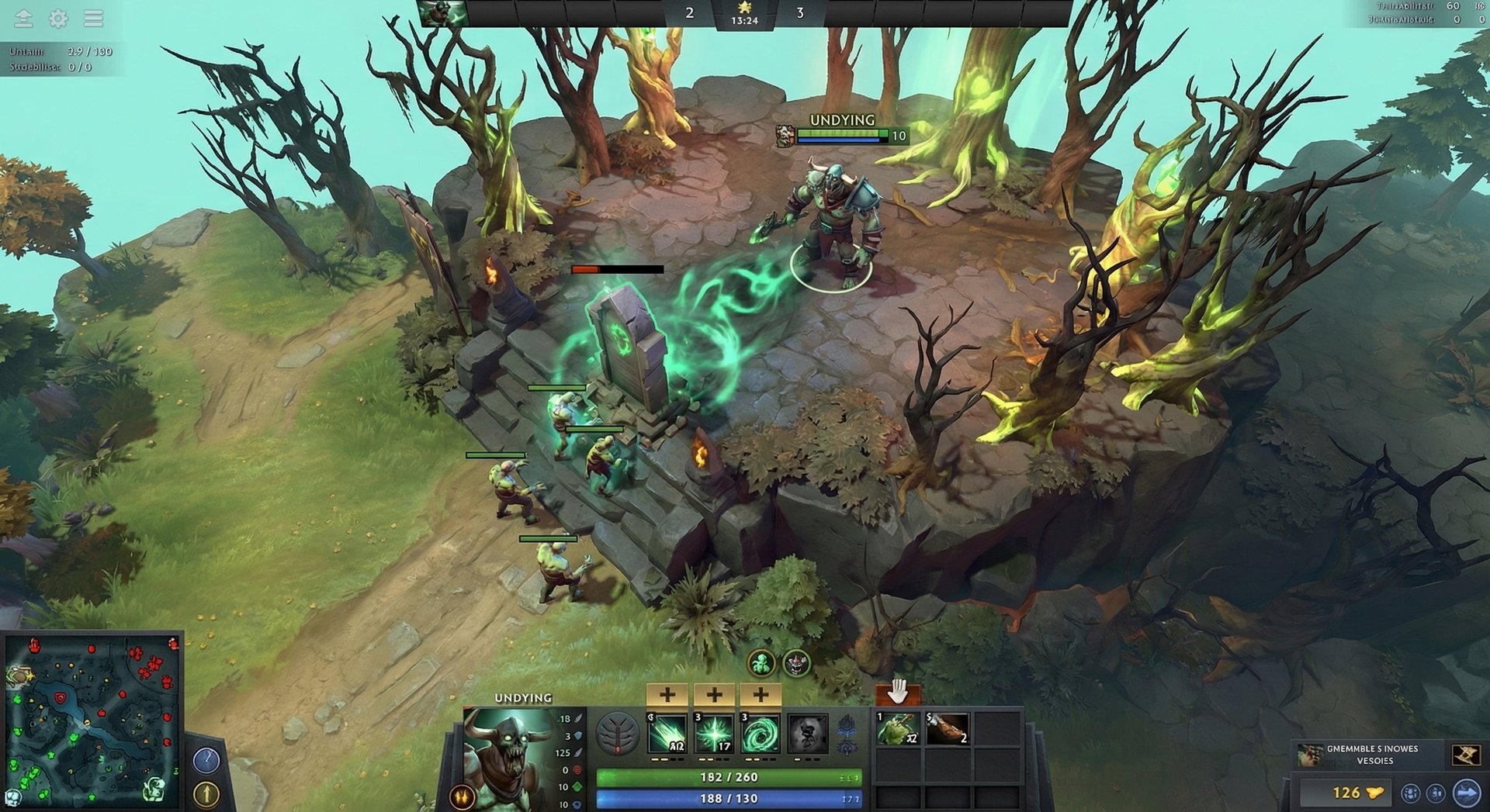 Undying performing advanced Tombstone placement technique in Dota 2