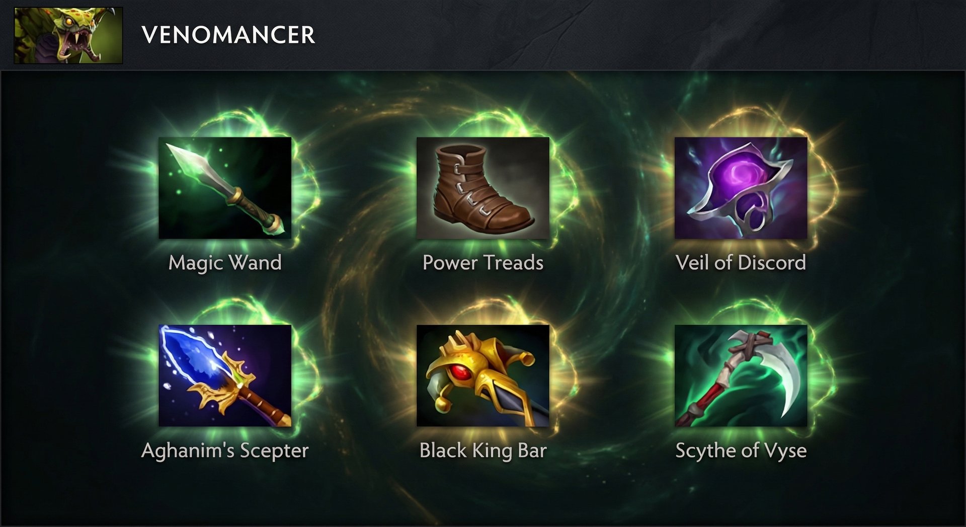 Venomancer item build progression in Dota 2