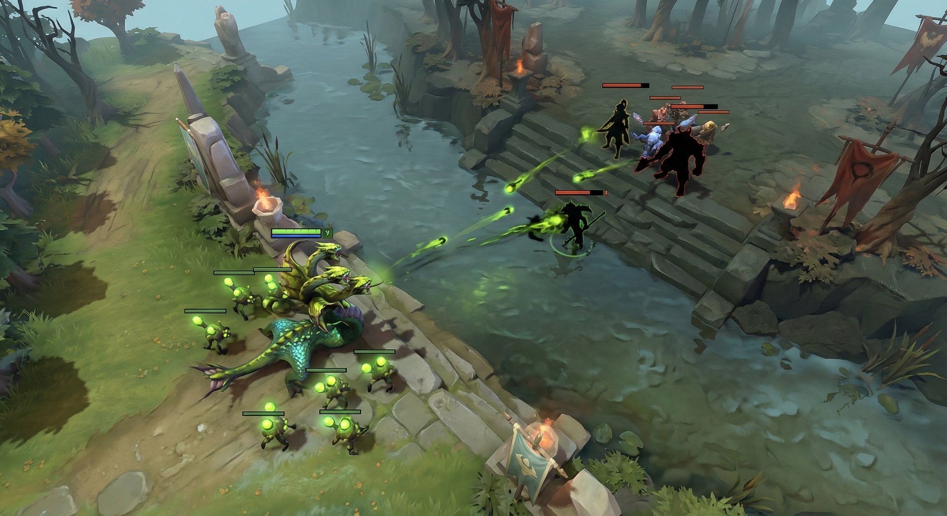 Venomancer in laning phase with Plague Wards in Dota 2