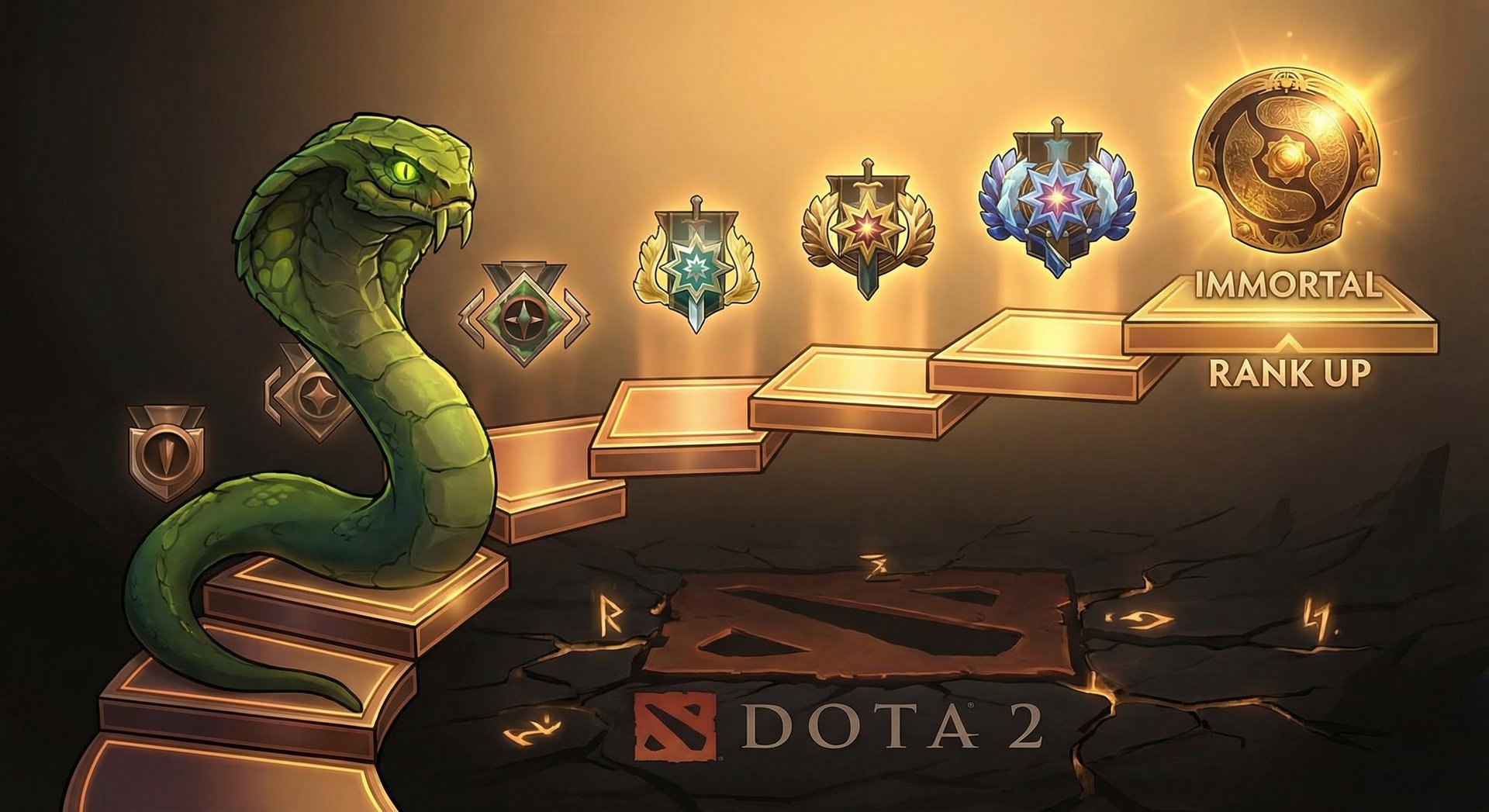 Venomancer rank climbing visual from Herald to Immortal in Dota 2