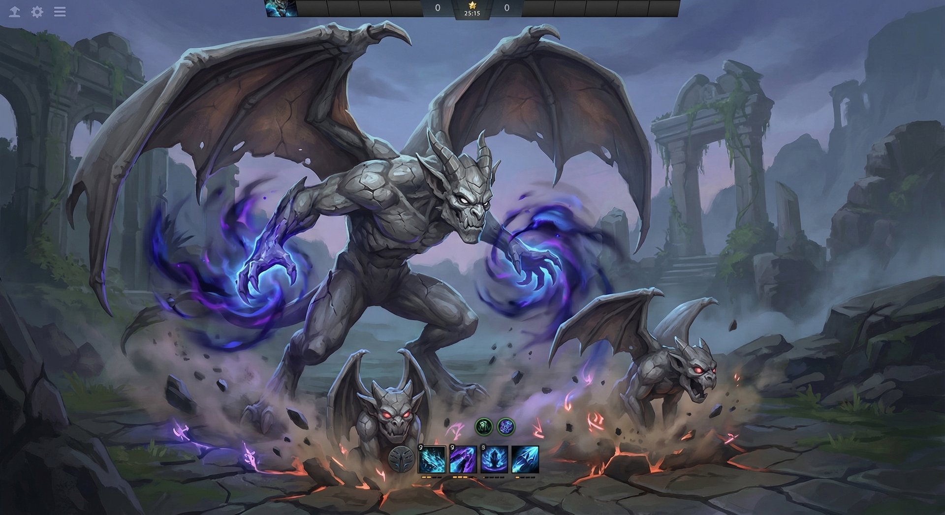 Visage summoning his stone Familiars in a burst of dark energy