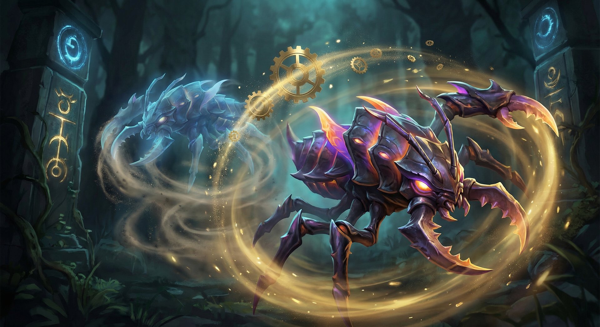 Weaver using Time Lapse ultimate ability with temporal energy effects in Dota 2