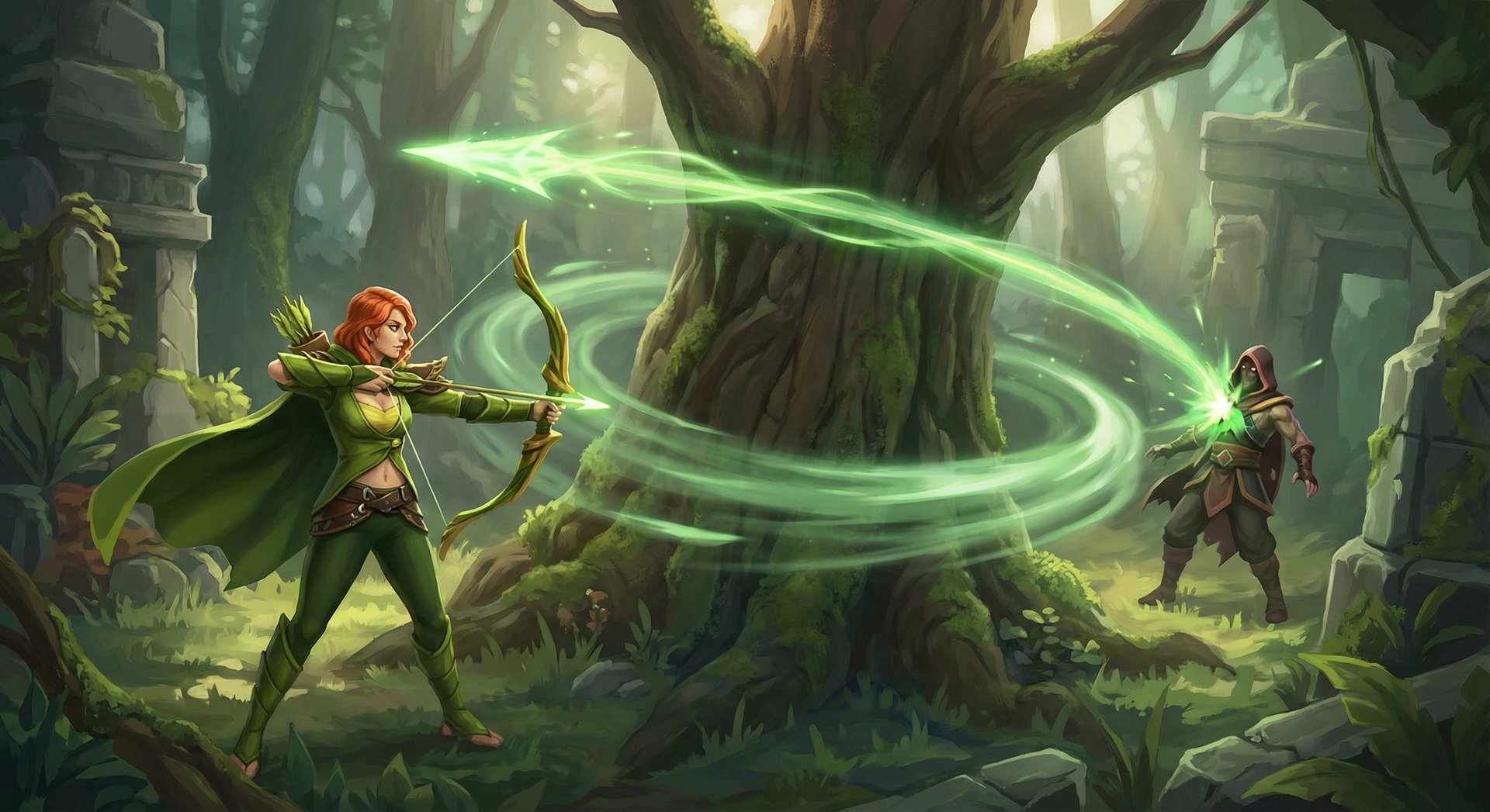 Windranger performing advanced trick shot technique in Dota 2