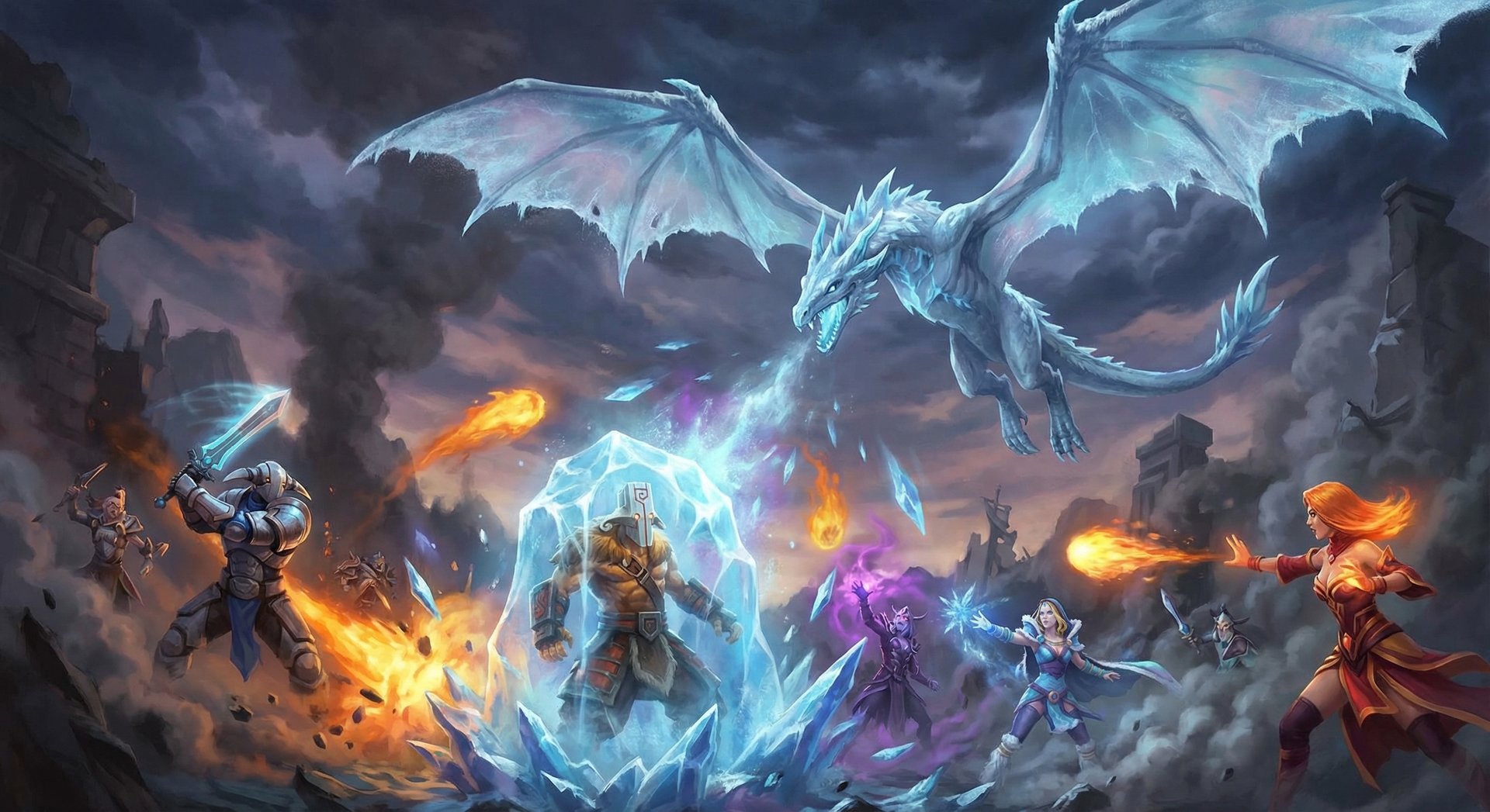 Winter Wyvern in a team fight casting Cold Embrace on an ally