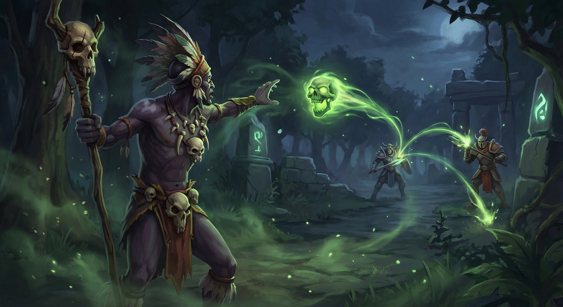 Witch Doctor casting Paralyzing Cask bouncing between enemies in Dota 2