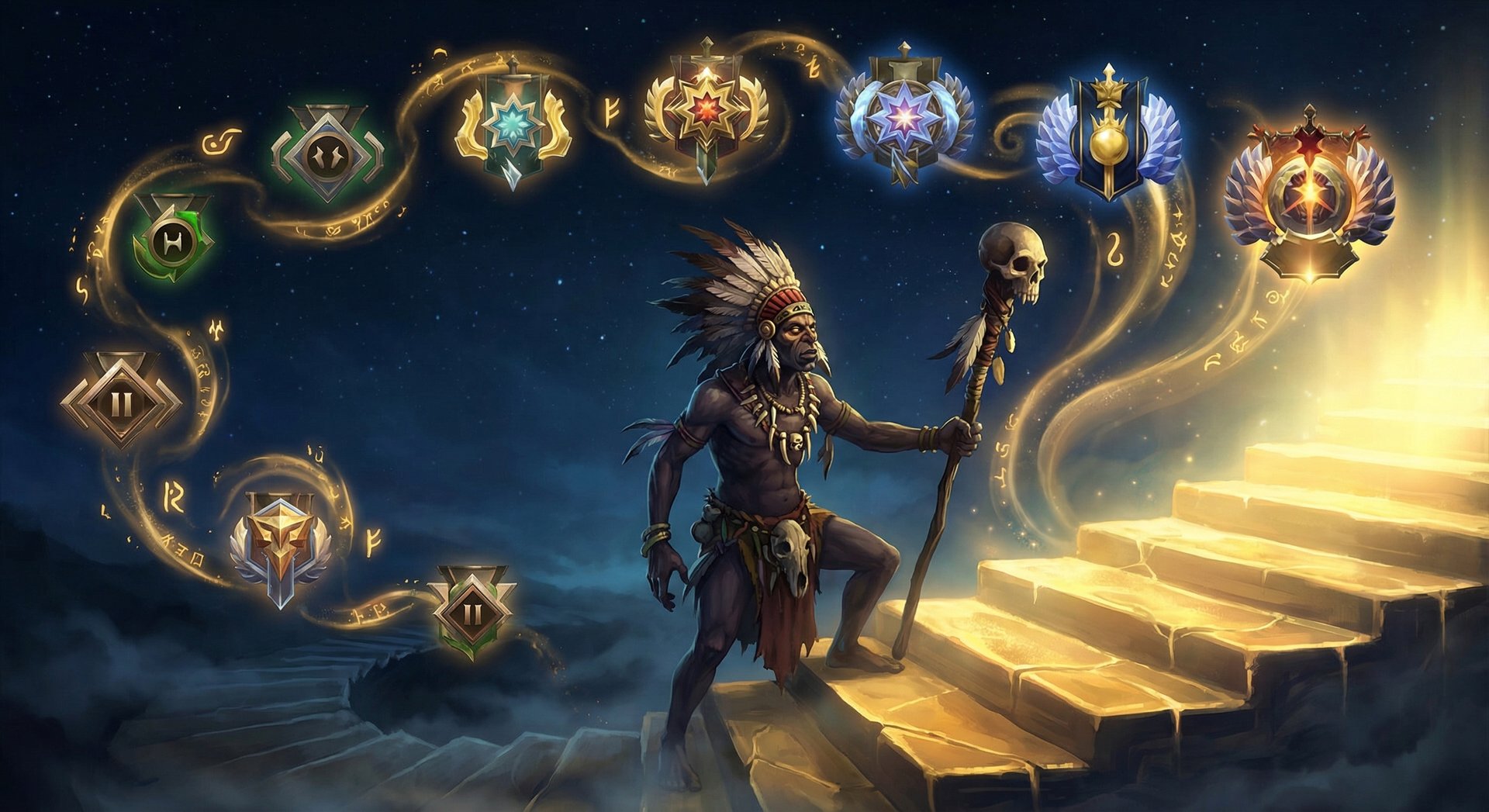 Witch Doctor rank climbing progression through Dota 2 medals