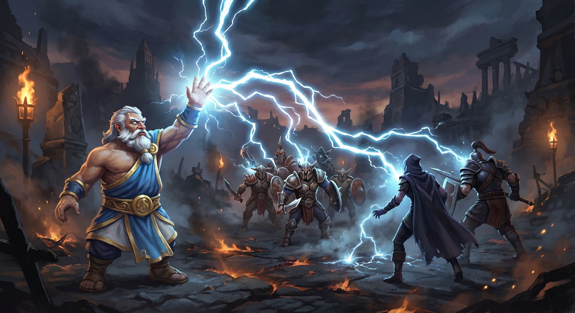 Zeus casting Arc Lightning on enemy creeps in Dota 2