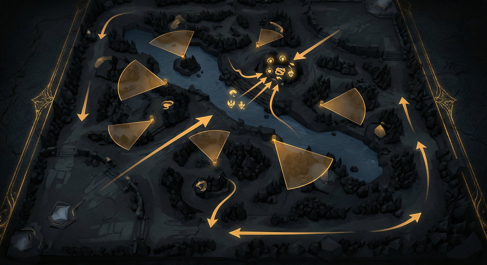 Dota 2 tactical map movement and ward control concept art