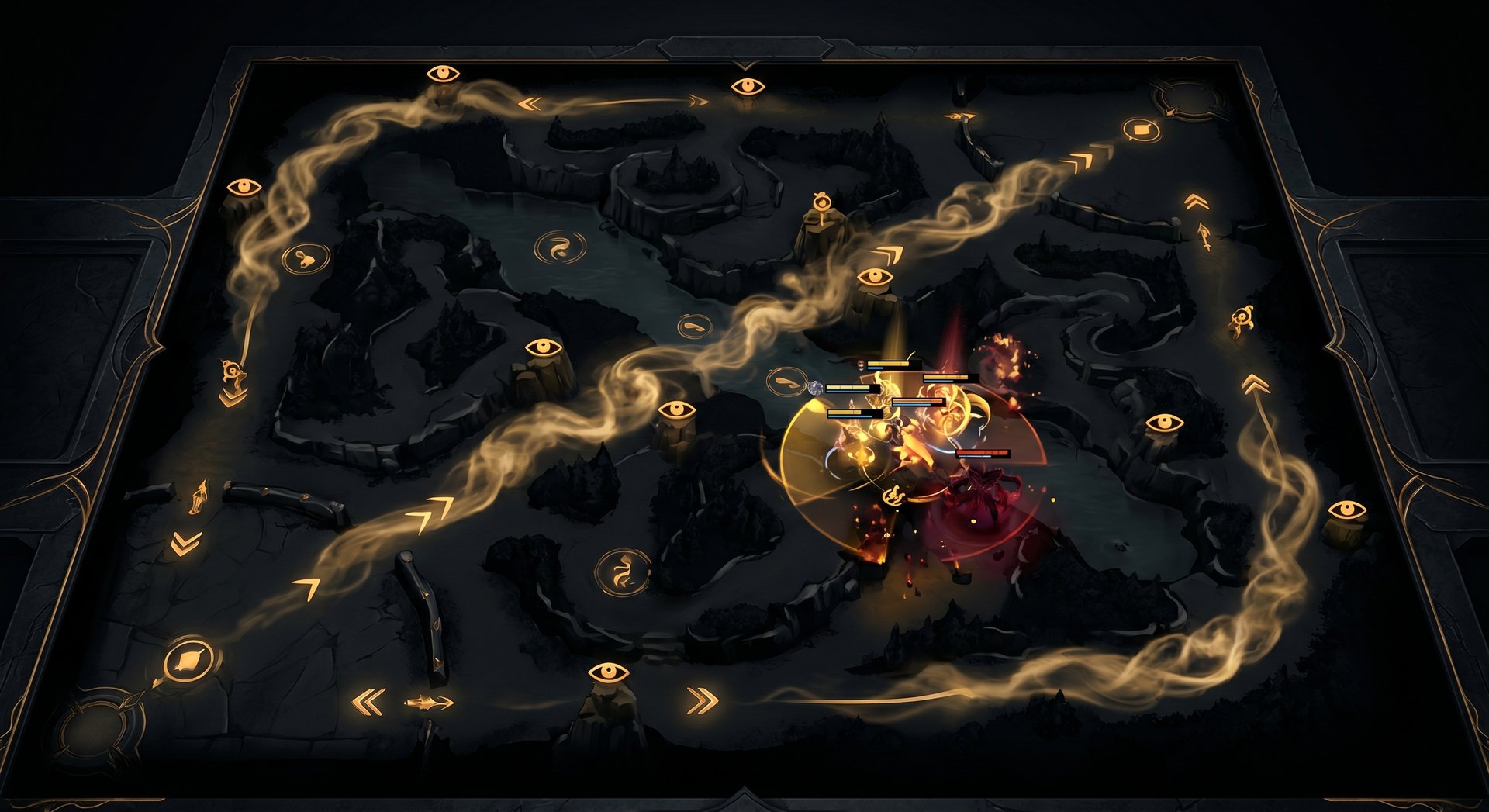 High MMR Dota 2 map movement and vision control concept art