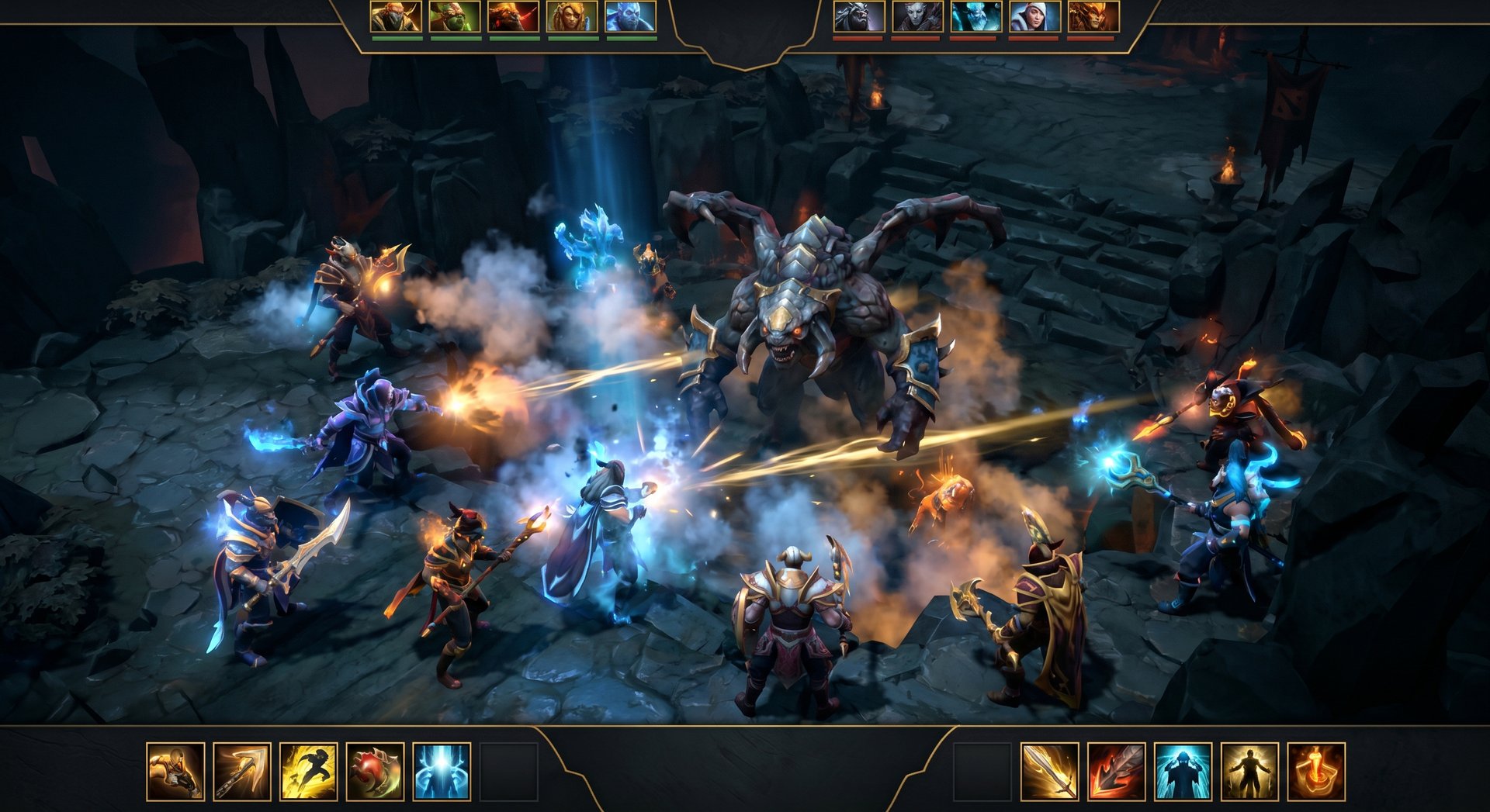 Dota 2 Roshan fight illustration representing Aurora vs PARIVISION playoff adaptation