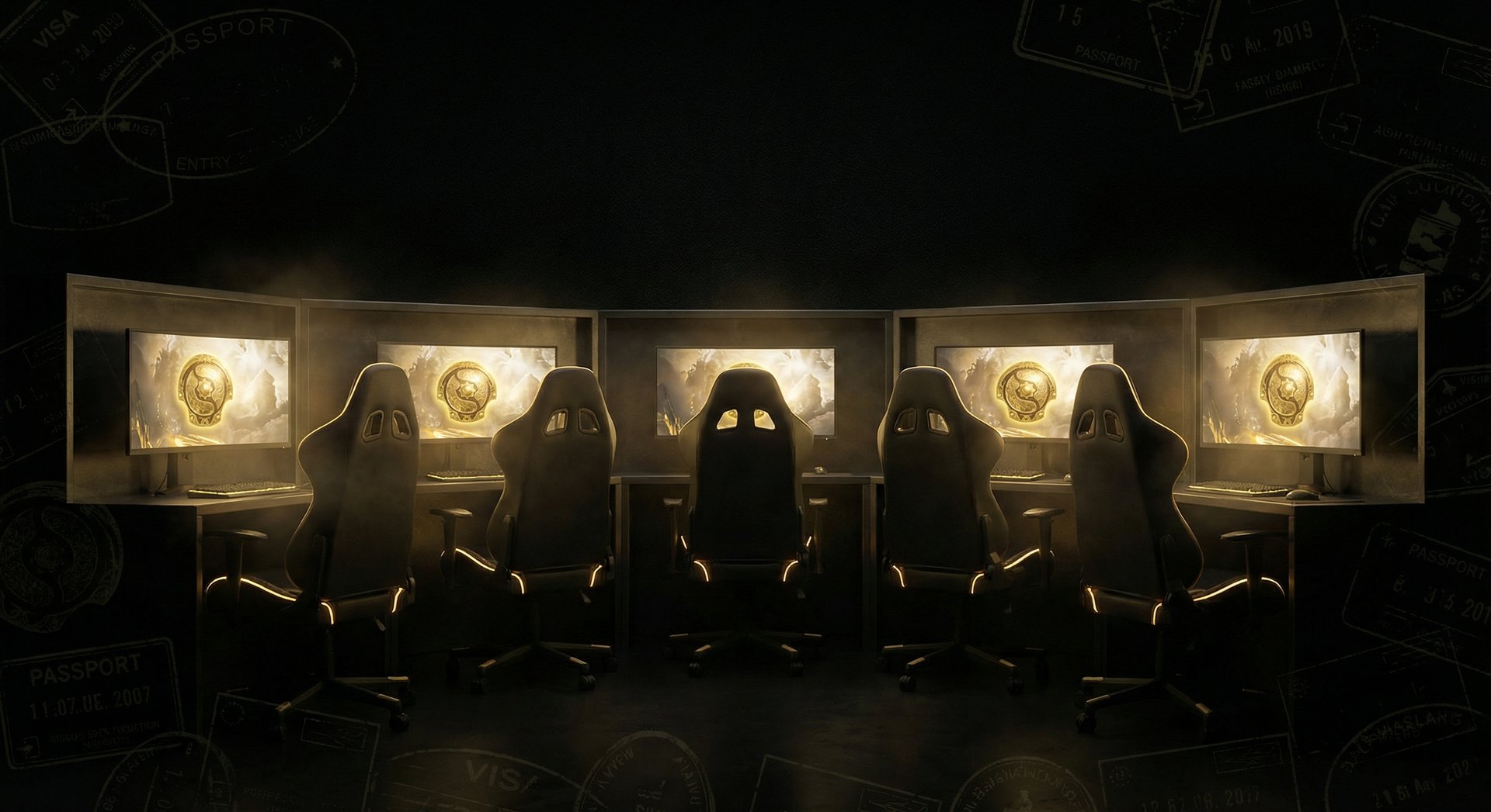 OG Dota 2 empty team booth symbolizing visa withdrawal from PGL Wallachia Season 8