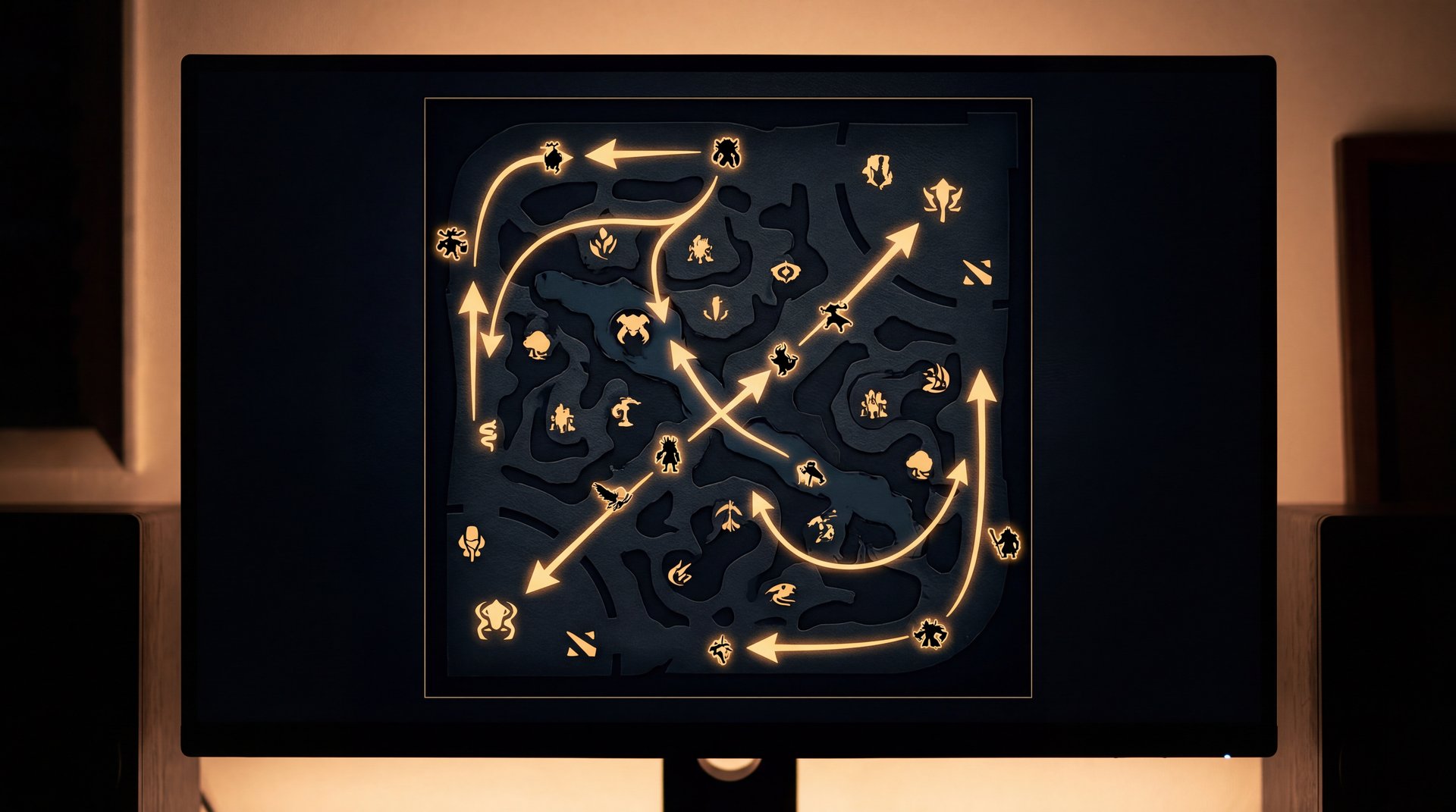 Dota 2 support rotation paths across map