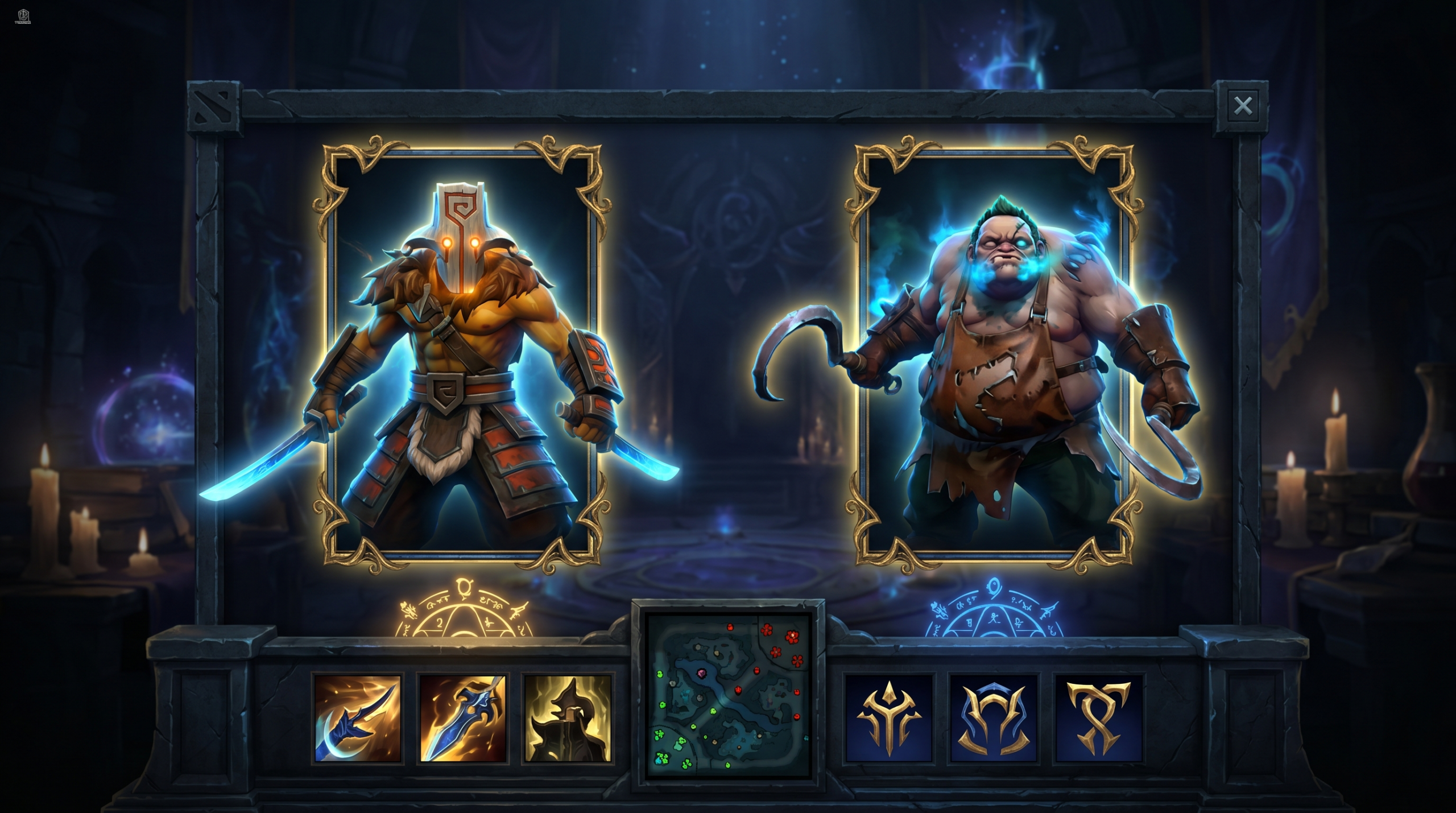 Dota 2 draft screen showing aggressive carry + tempo support combination, dark UI with hero portraits highlighted