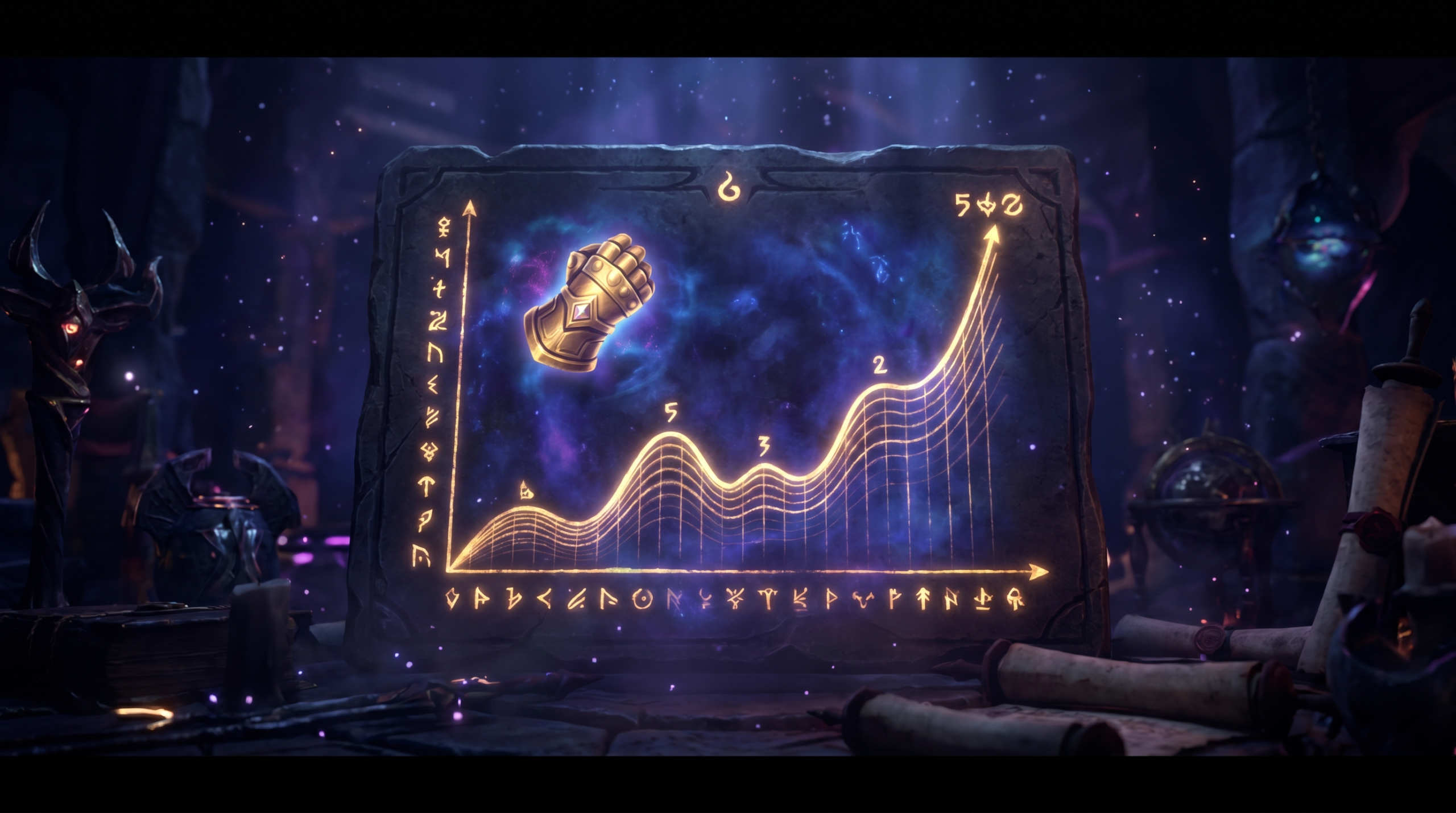 Dota 2 MMR graph showing upward trajectory after coaching intervention, stylized dark analytics aesthetic