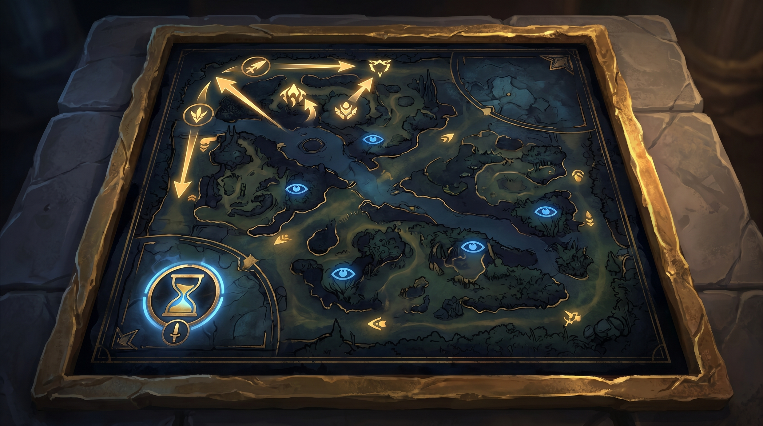 Dota 2 map minimap showing coordinated offlane initiation timing, blink dagger c