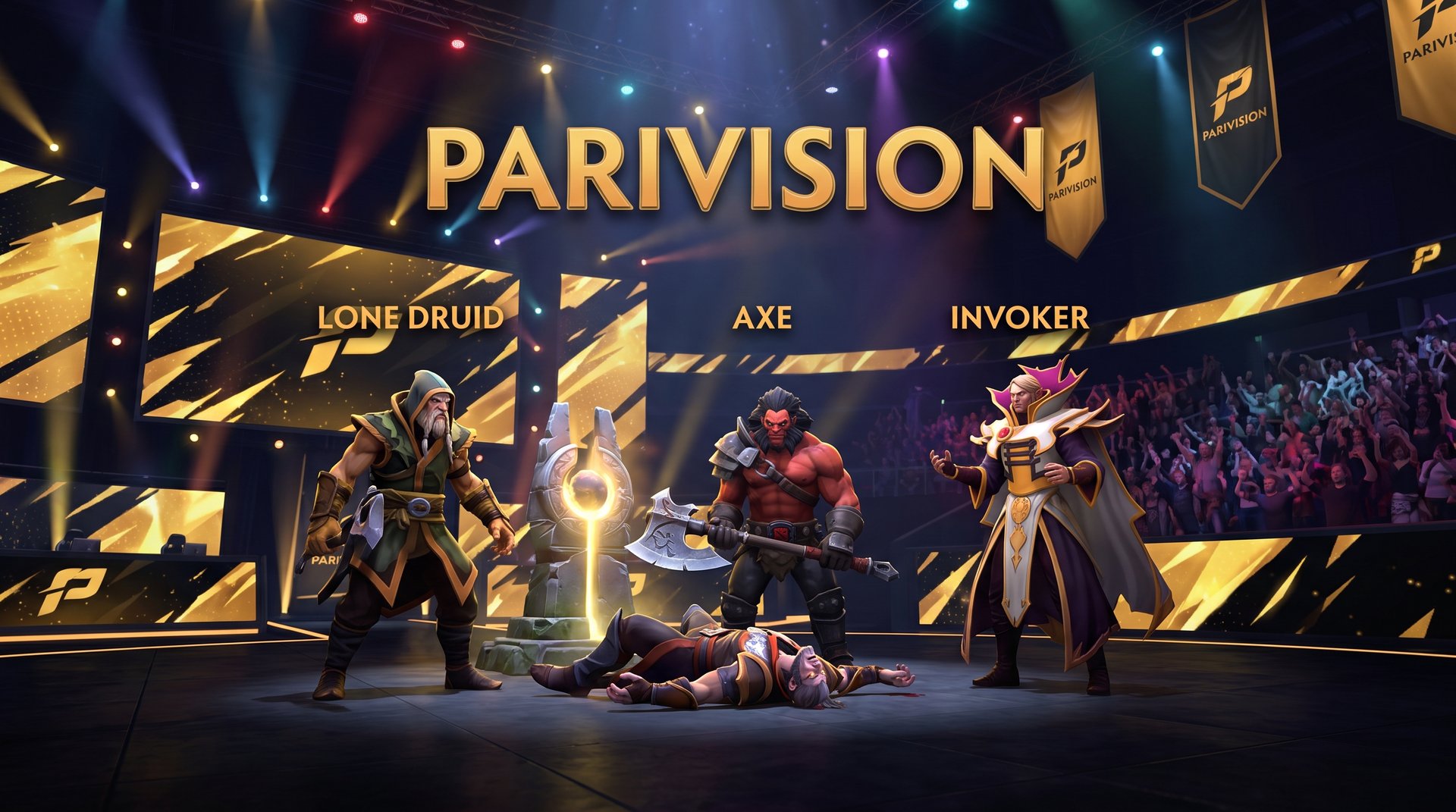 PARIVISION closing a playoff map with Lone Druid, Axe, and Invoker pressure