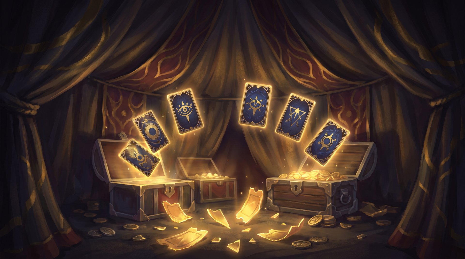 Dark Carnival Oracle cards and reward chests during the July 1 Dota 2 event update