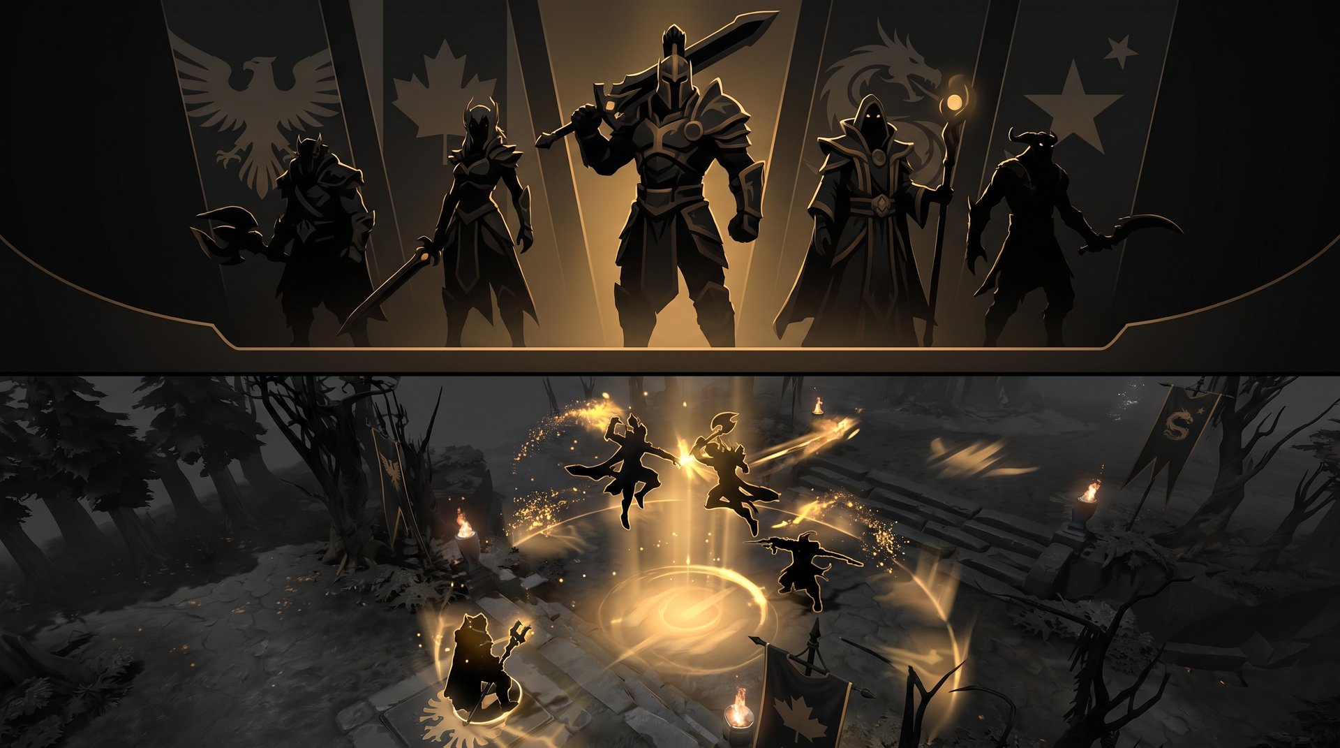 International Dota 2 draft and teamfight art with country flags