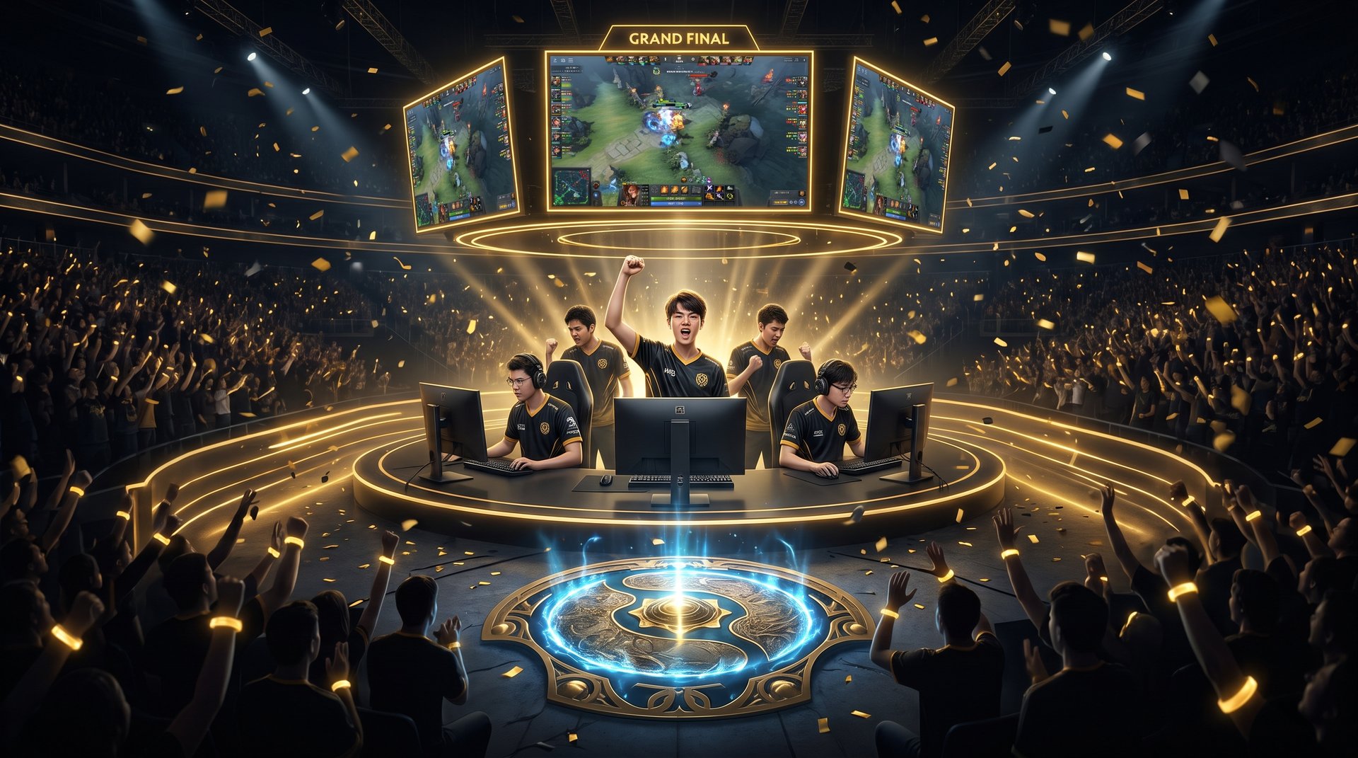 LGD Gaming style grand final closeout scene for the TI 2026 South America qualifier