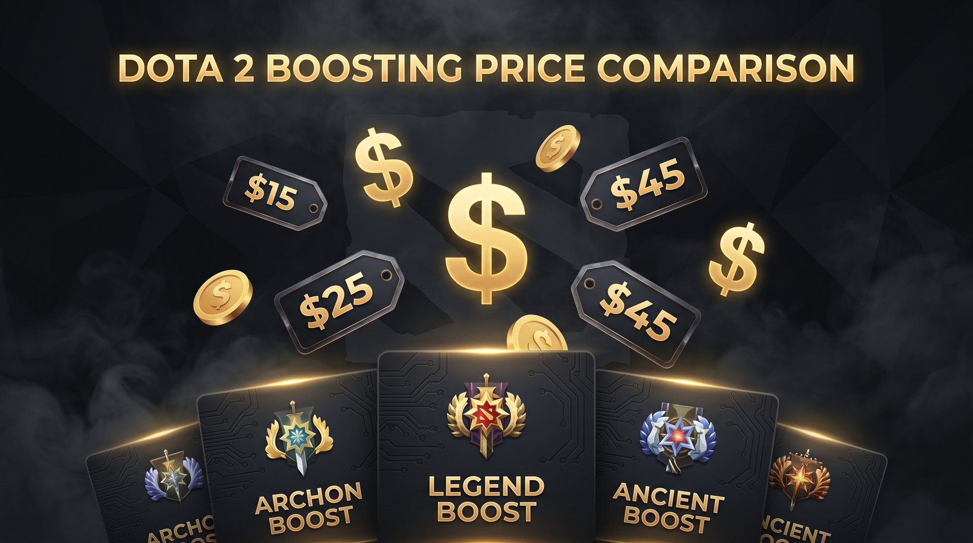 Dota 2 boosting price comparison gold coins dark gaming visual