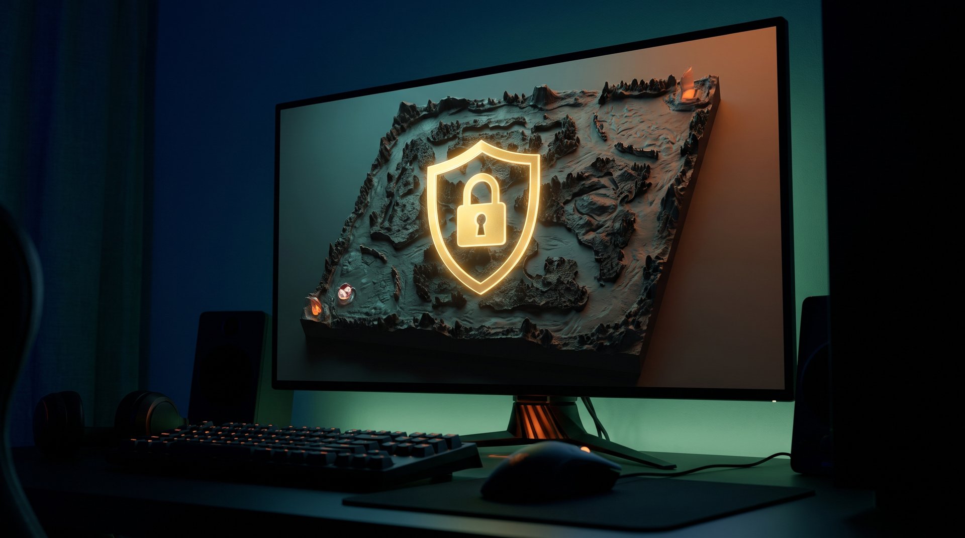 Dota 2 safe boosting gold shield and lock over Dota 2 map