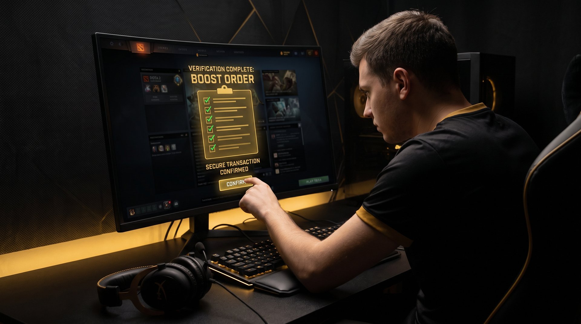 Player reviewing boost order verification checklist before confirming payment