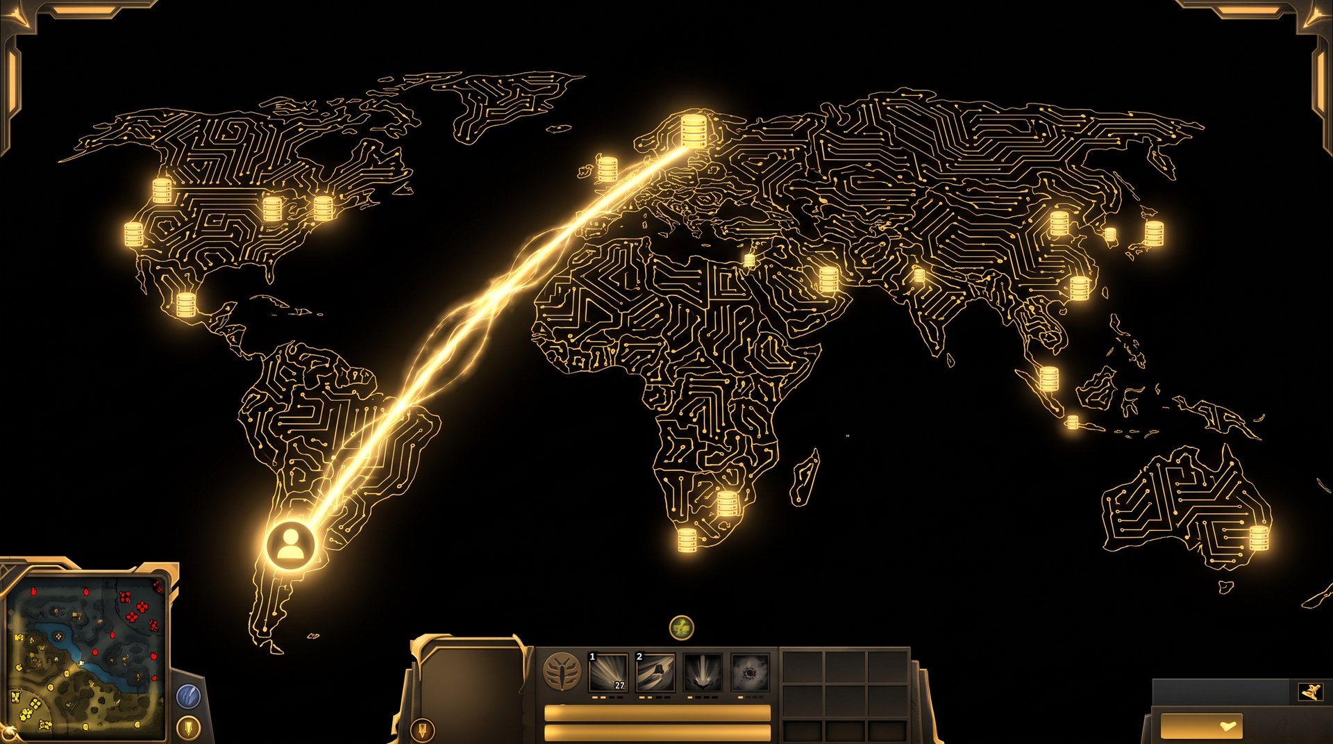 Dota 2 VPN server region map showing global server nodes and connection routing for boosters