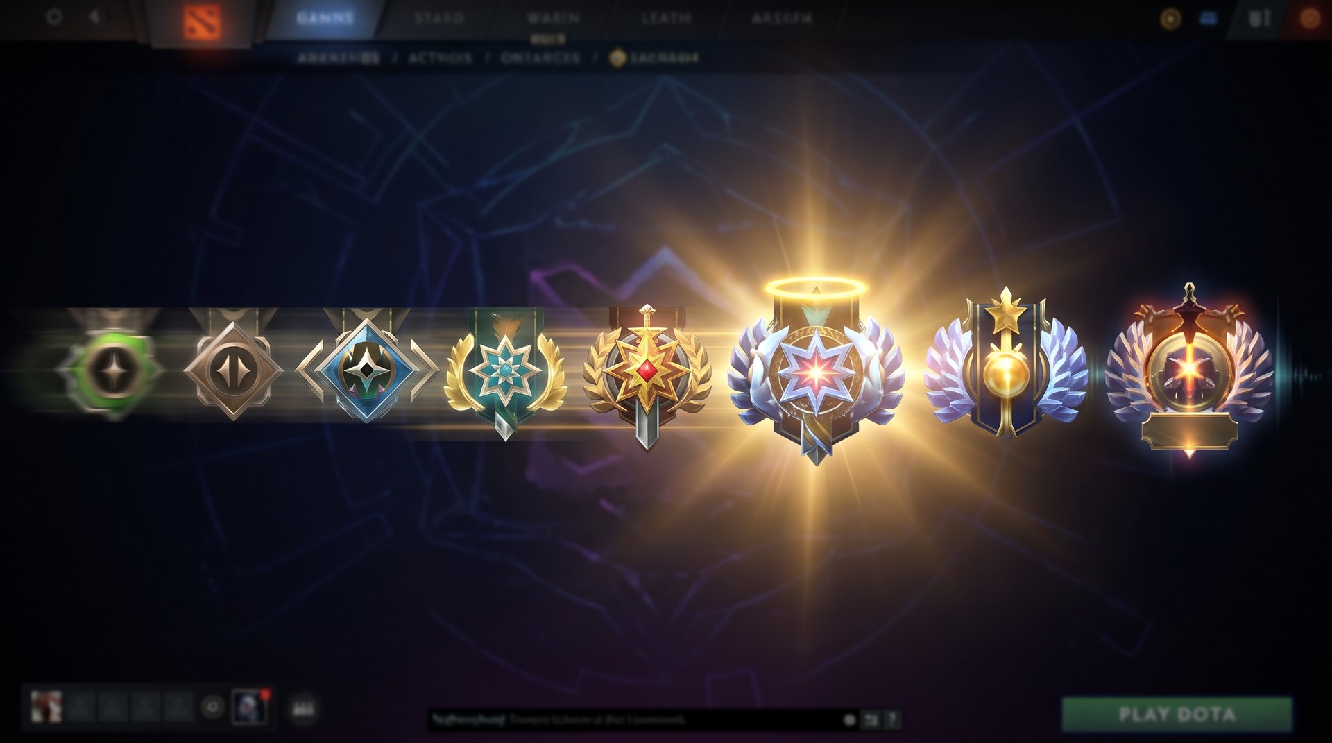 Dota 2 rank medals from Herald to Immortal showing boosting speed by bracket