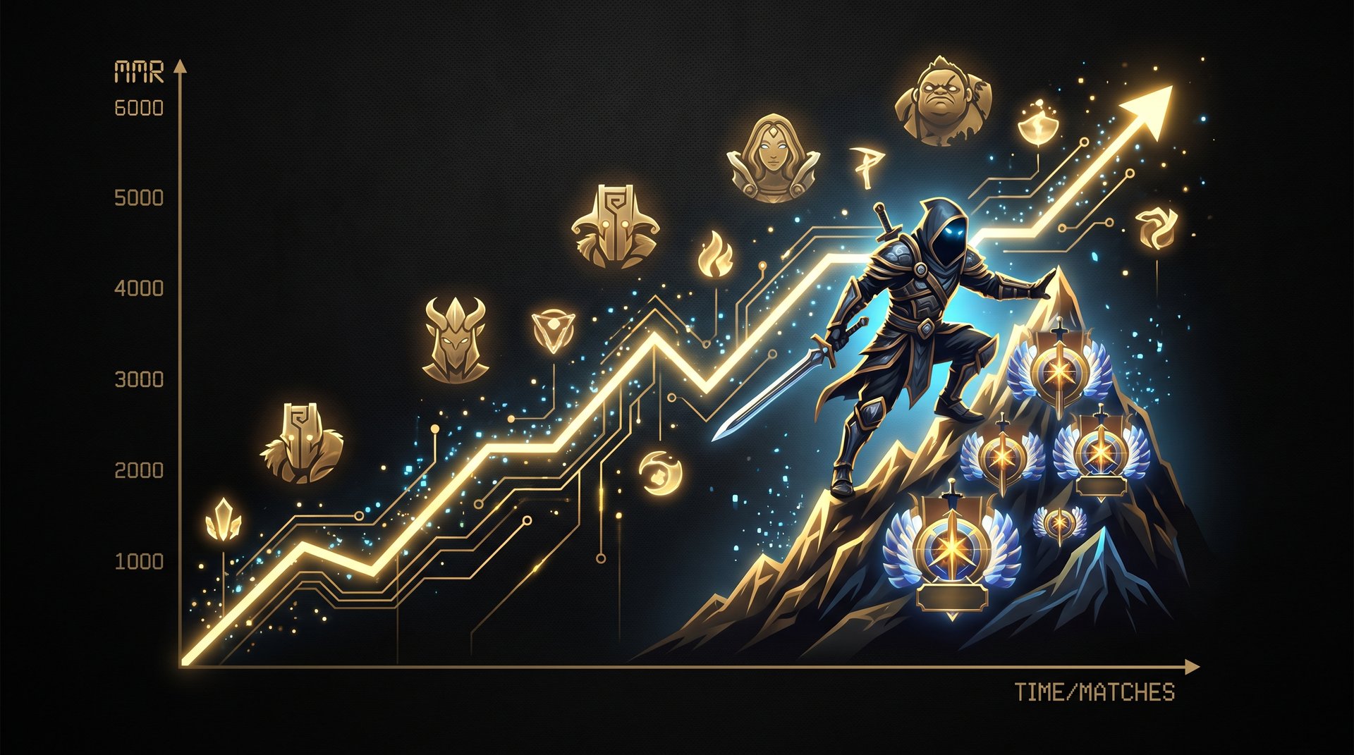 Dota 2 MMR recovery path -- climbing back after calibration drop with hero pool focus