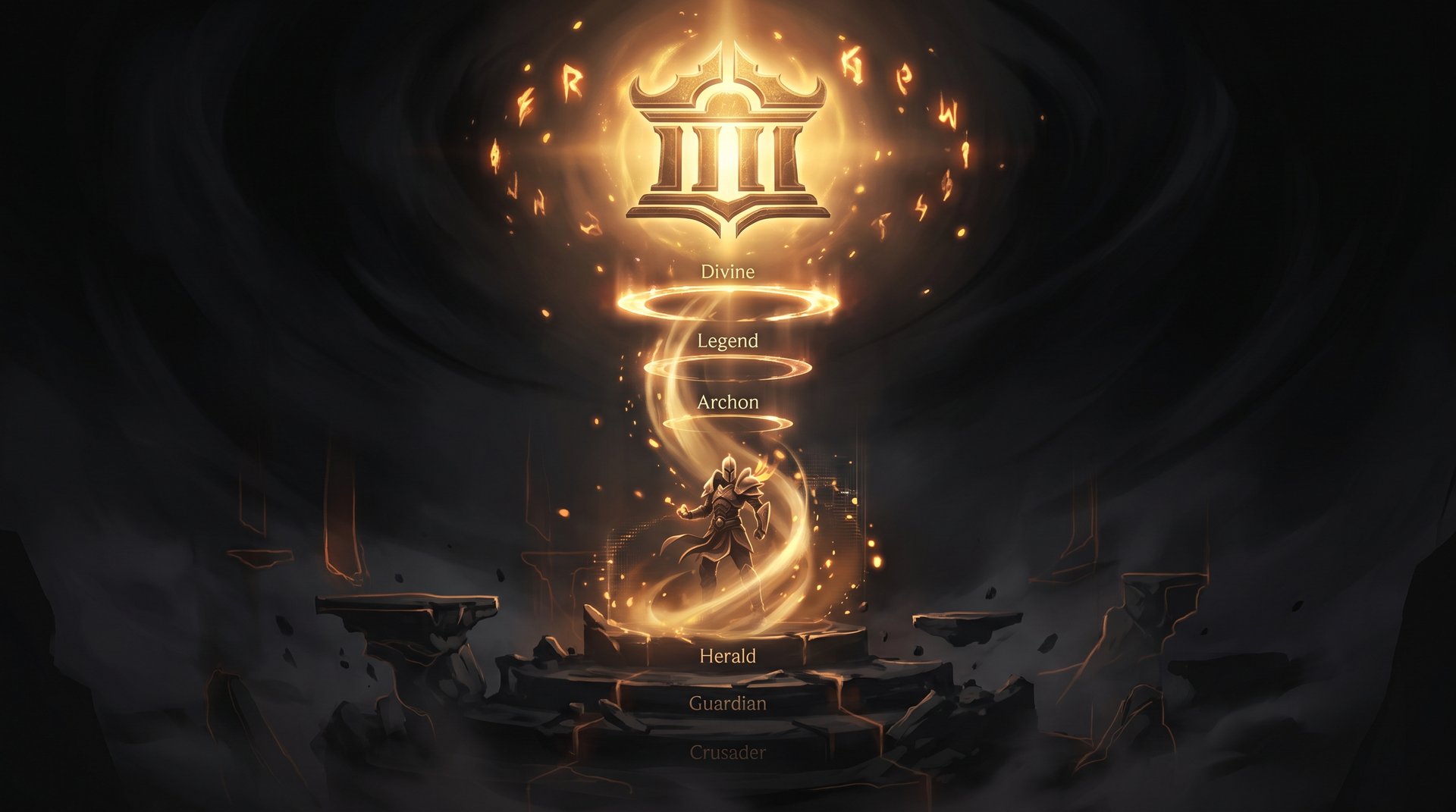 Dota 2 player ascending through rank tiers with Ancient rank highlighted at the top