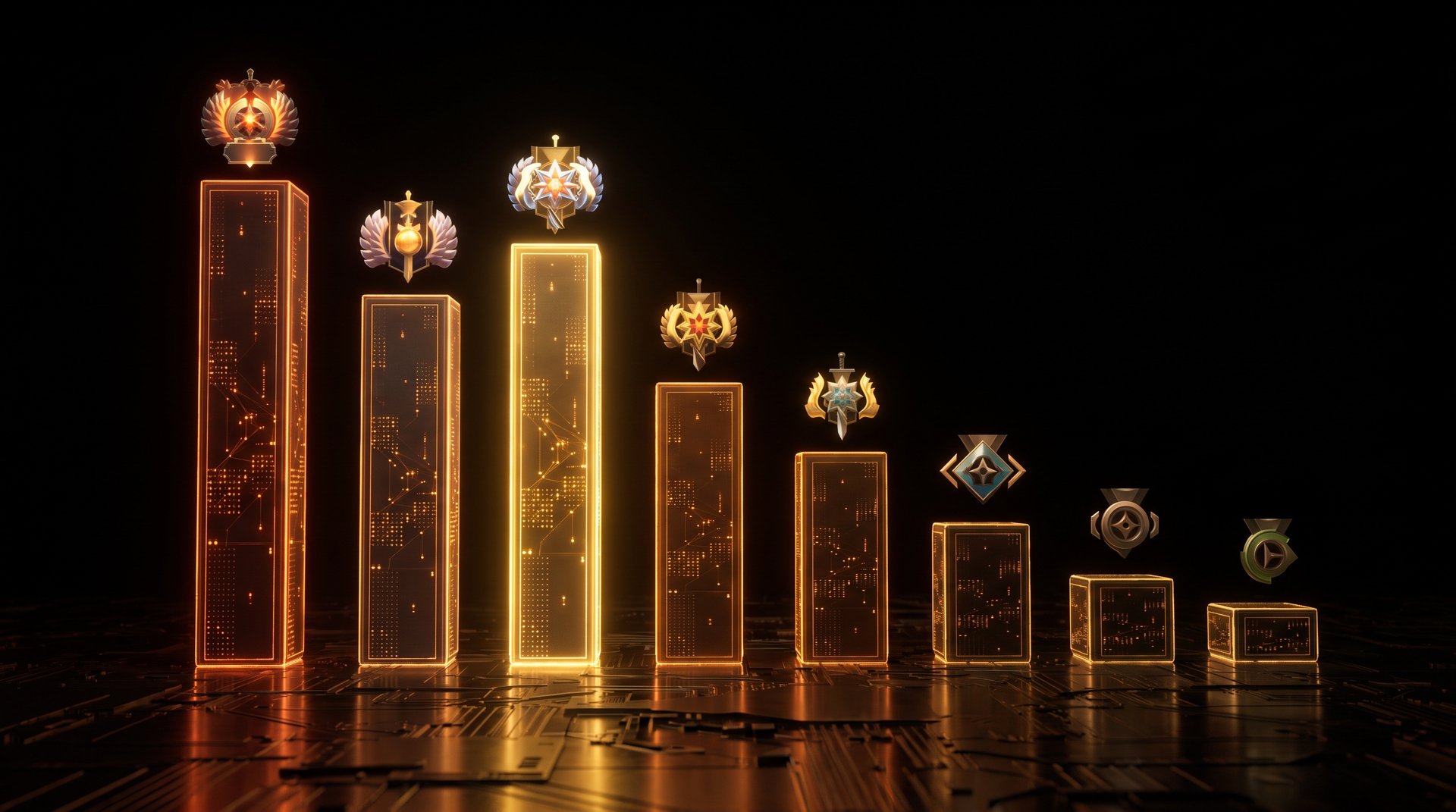 Dota 2 rank distribution chart showing which ranks have the most boost orders