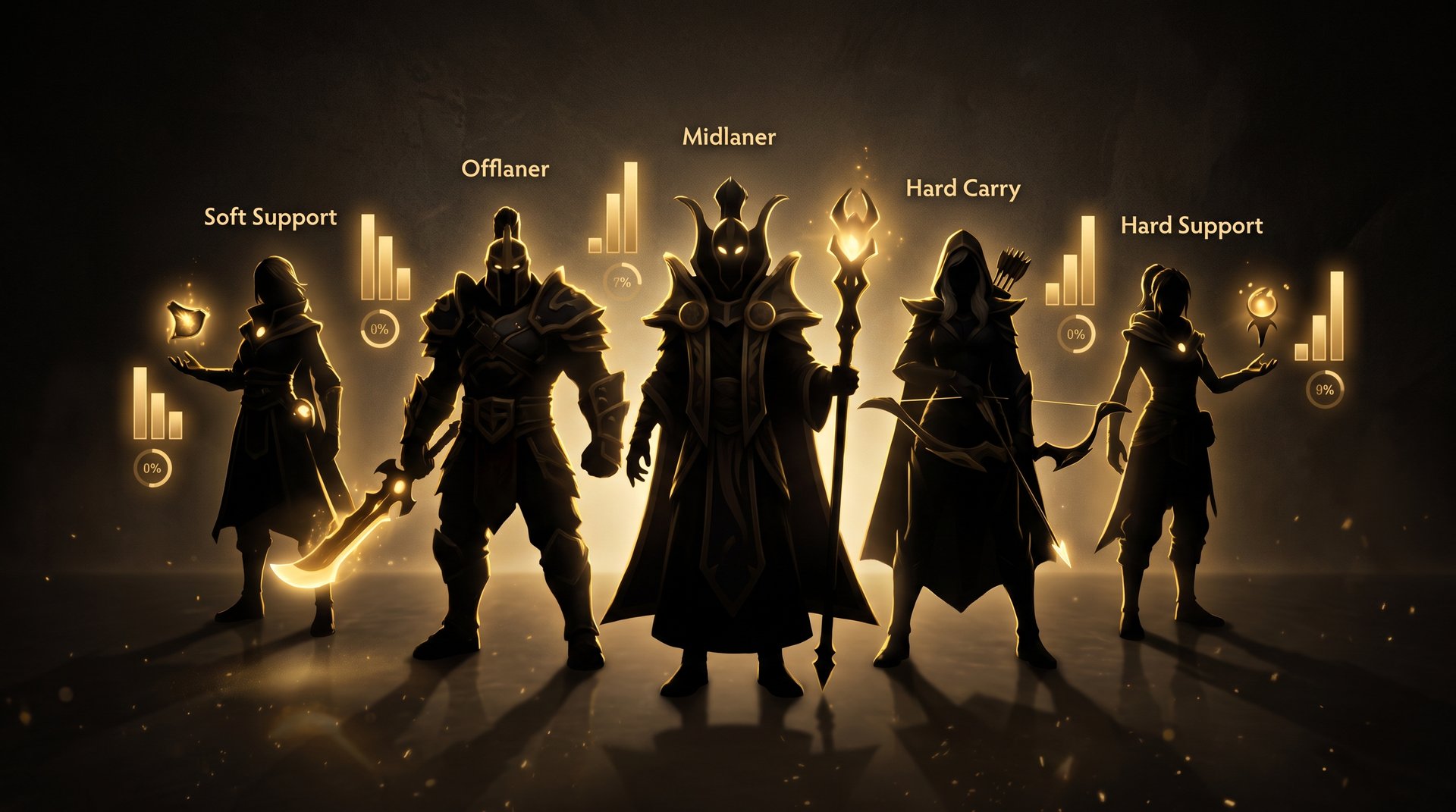 Dota 2 hero roles winrate breakdown by position in boosting data