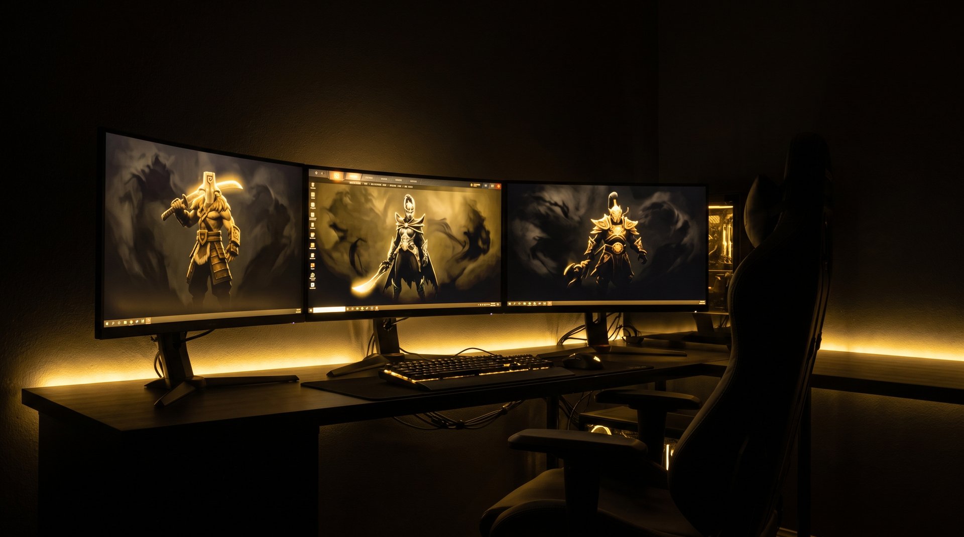 Dota 2 player count recovery 2026 -- gaming setup with multiple screens