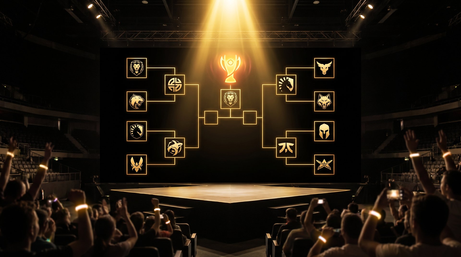 TI 2026 tournament bracket showing all 16 qualified Dota 2 teams ranked by power