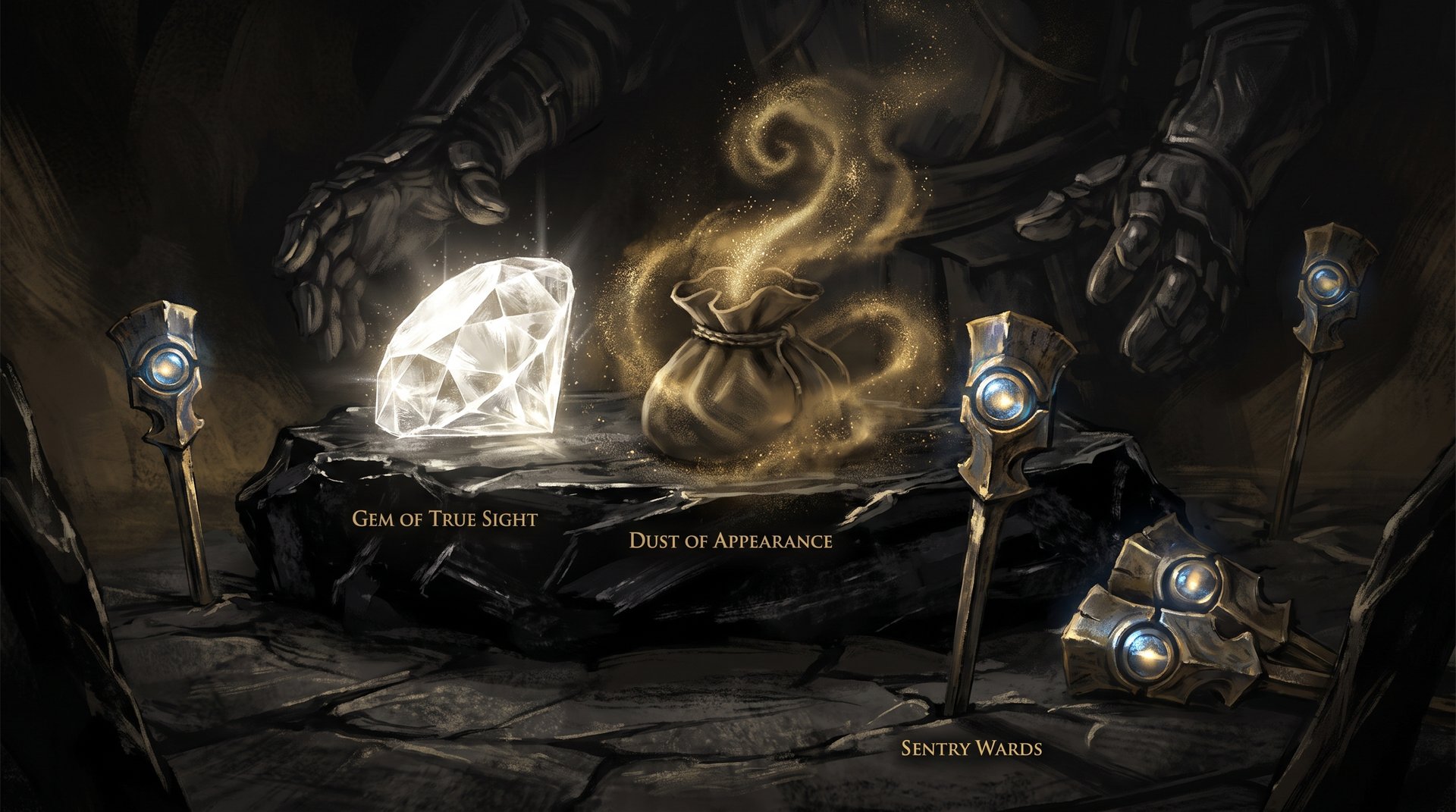 Dust of Appearance and Gem of True Sight items used to counter Riki in Dota 2