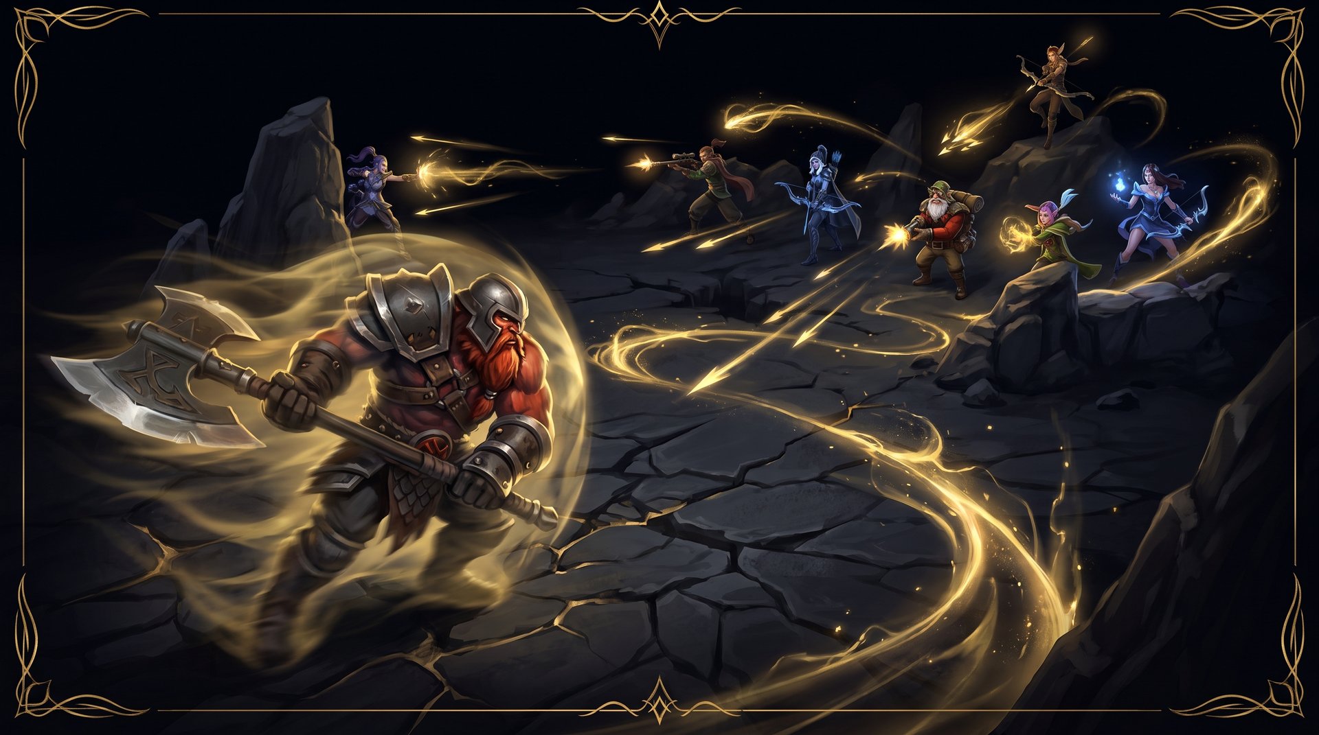 Axe hero charging with Blink Dagger as ranged heroes space out and kite