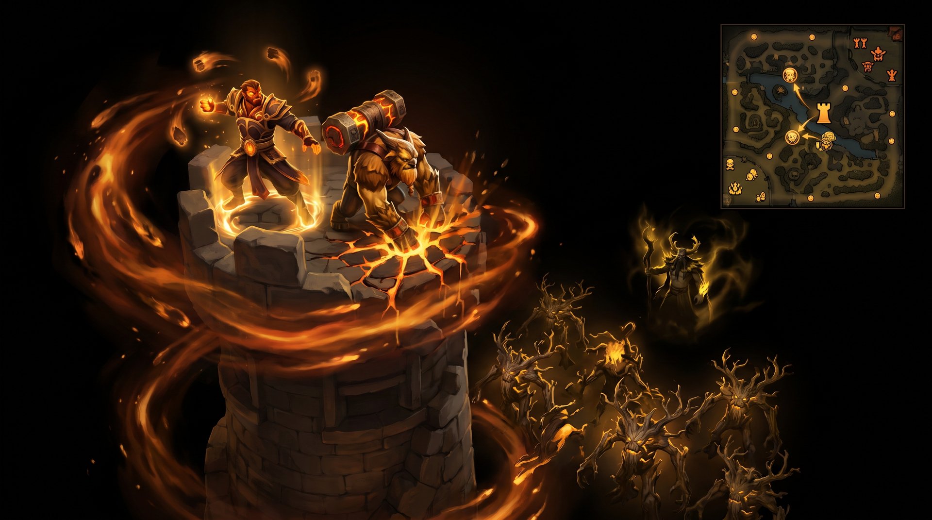 Dota 2 heroes defending tower against NatureProphet split push
