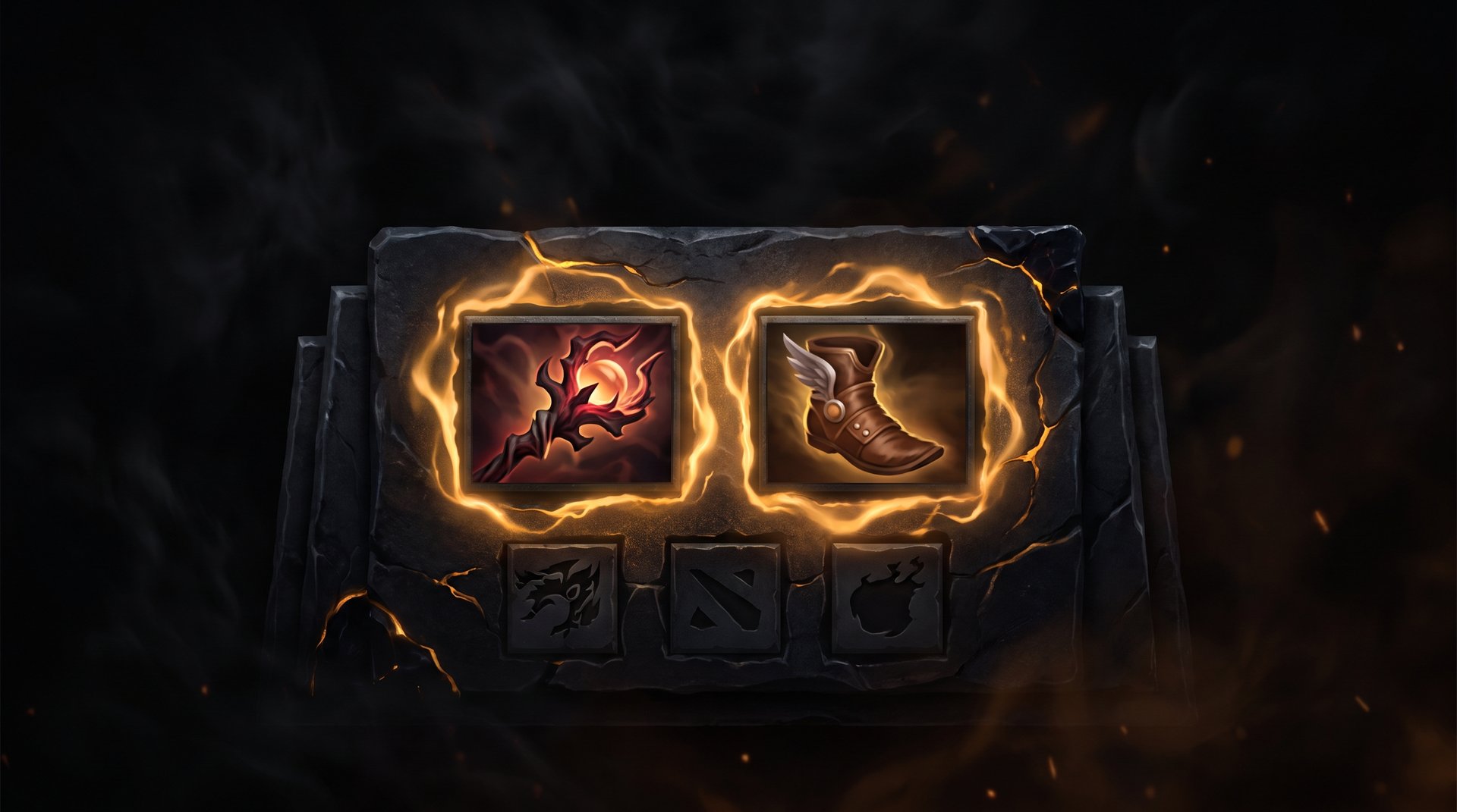 Dota 2 counter items Orchid and Boots of Travel glowing on dark background